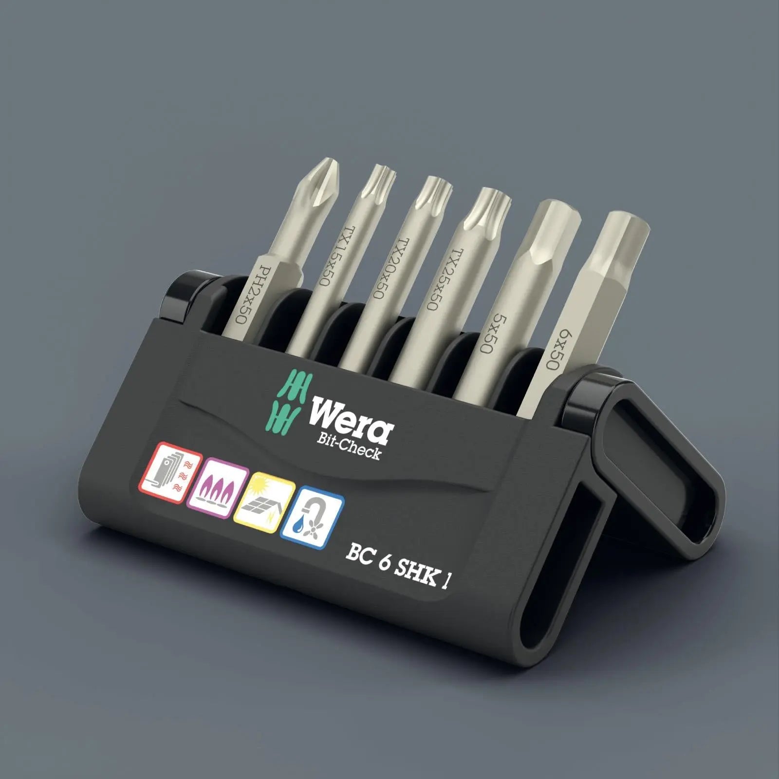 Wera Screwdriver Bit Set Bit-Check 6 SHK 1 SB 6 Pieces PH TX Hex  White Rose Tools