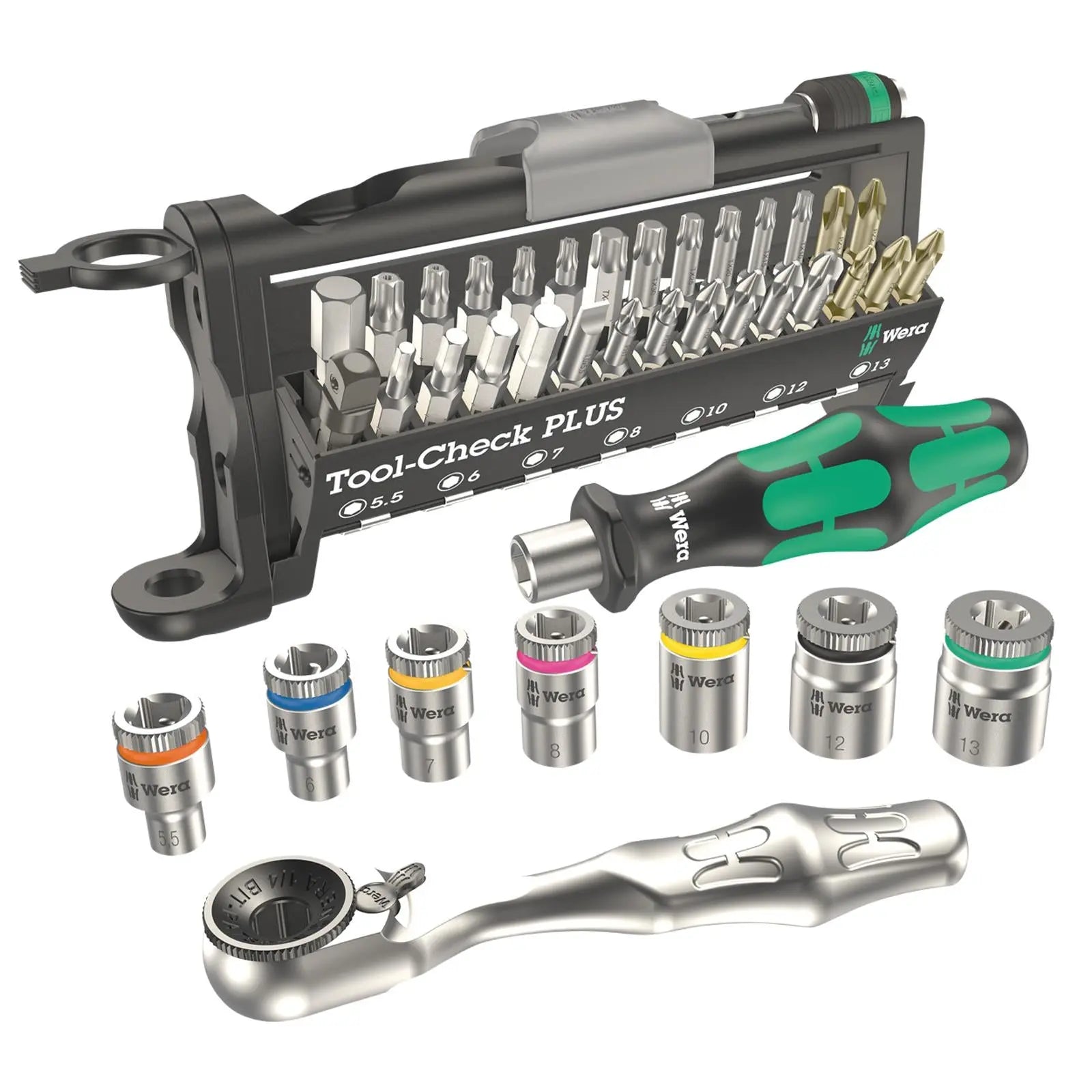 Wera Screwdriver Bit and Socket Set 39 Piece Tool Check PLUS 1/4" Hex 1/4" Square Drive  White Rose Tools
