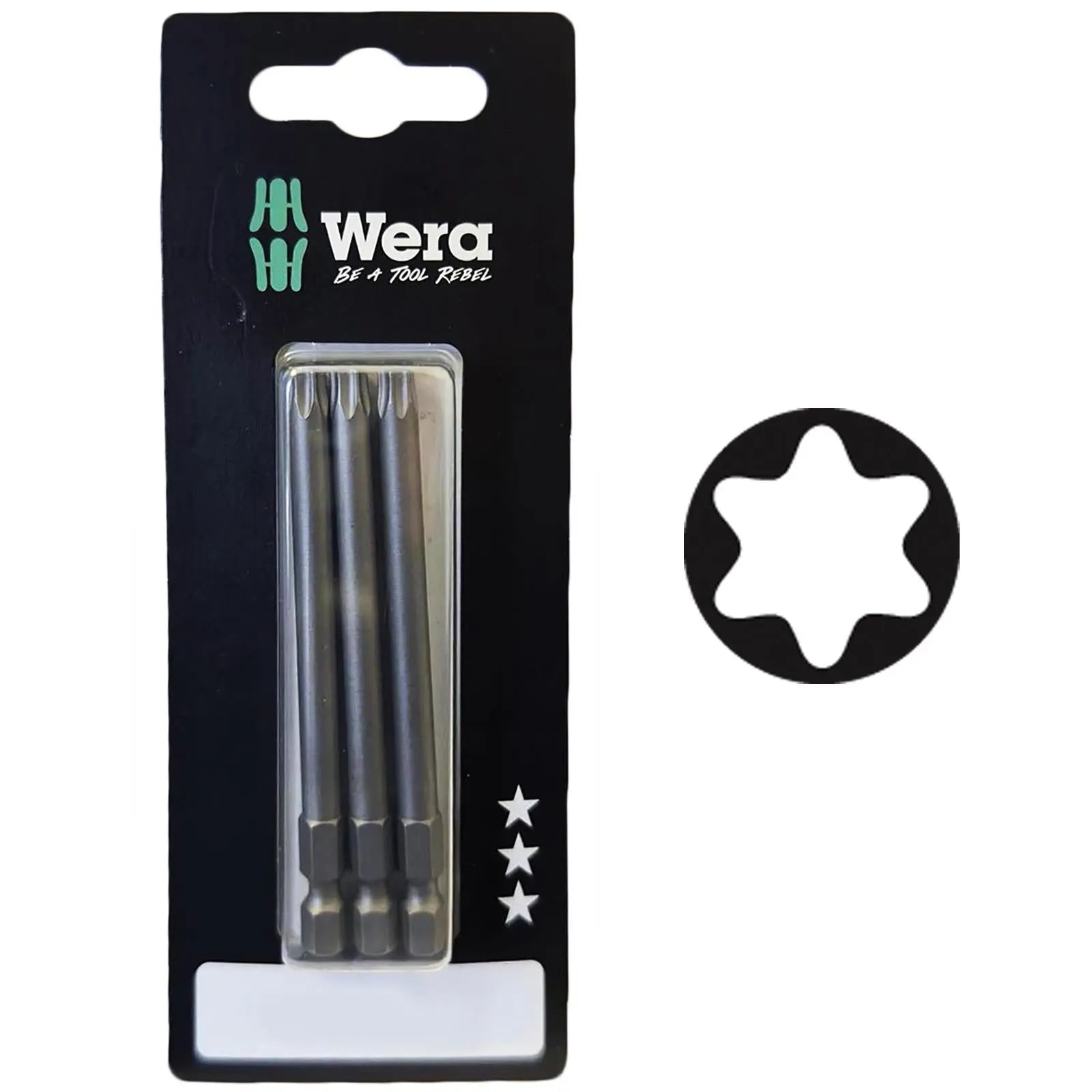 Wera Screwdriver Bits Torx 867/4 Z SB Bit 1/4" Hex 3 Pack Individual  White Rose Tools