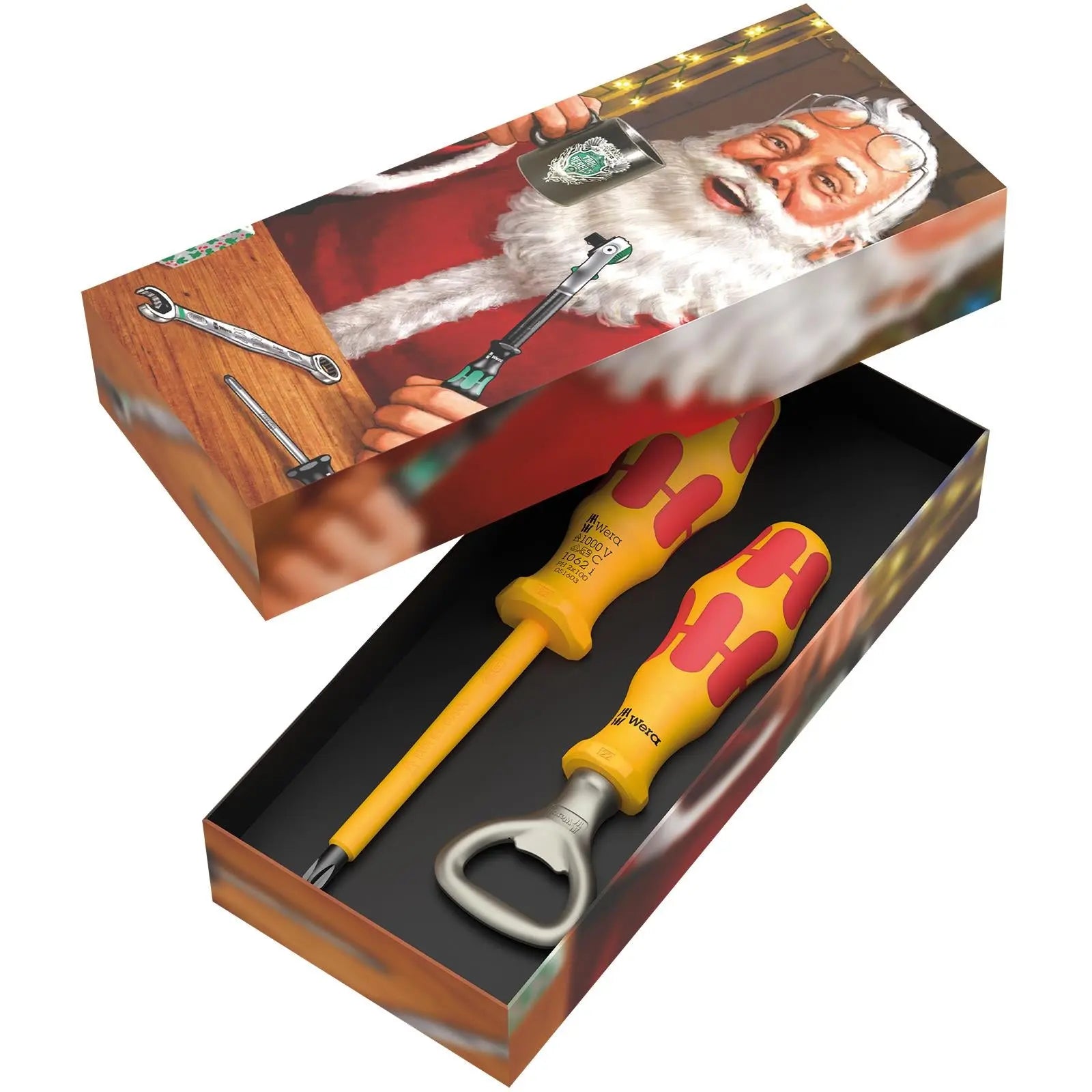 Wera Screwdriver Bottle Opener Set VDE Phillips Christmas 2023 2 Pieces  White Rose Tools