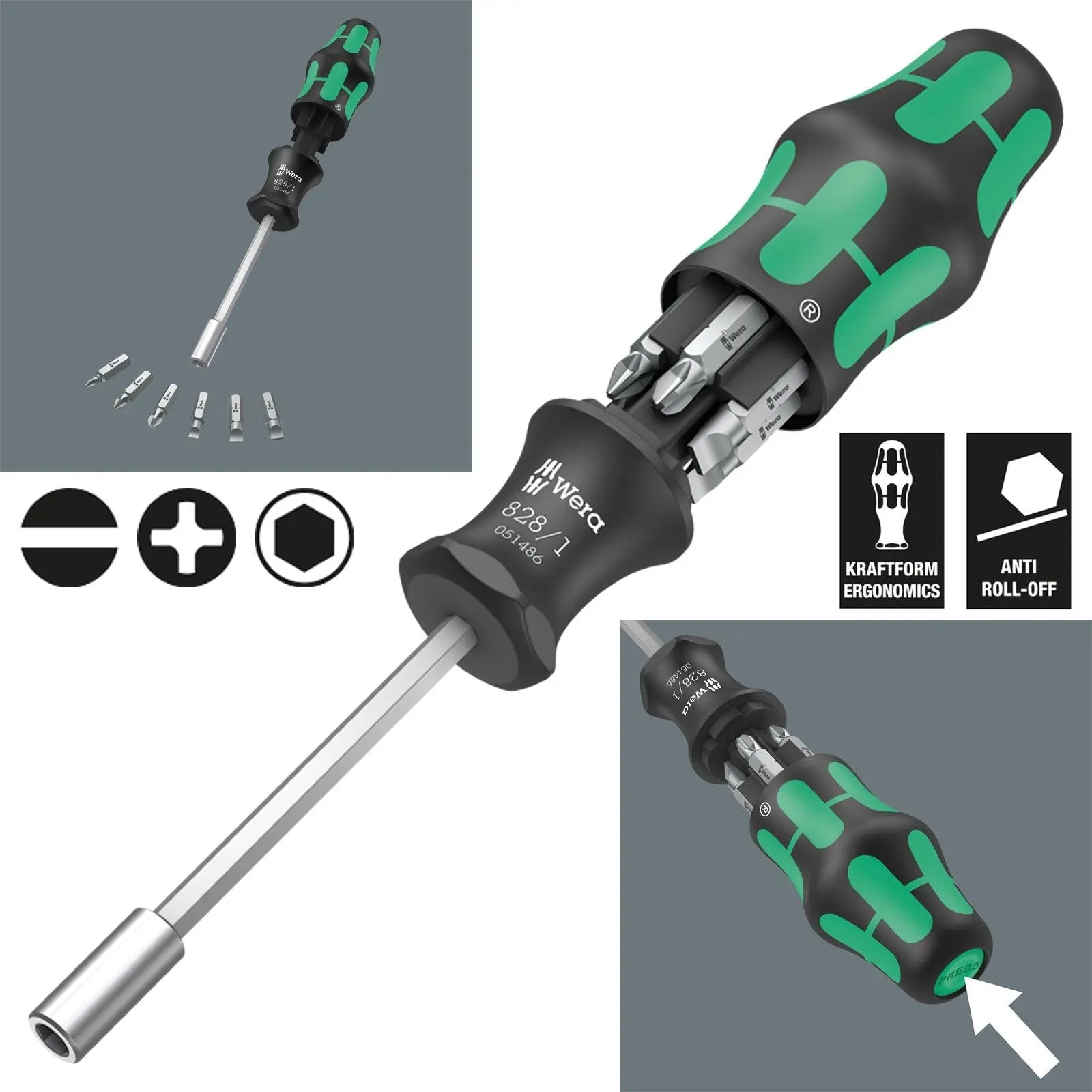Wera Screwdriver Set Bit Holding 7 Piece Kraftform Kompakt 27 Set 2  White Rose Tools