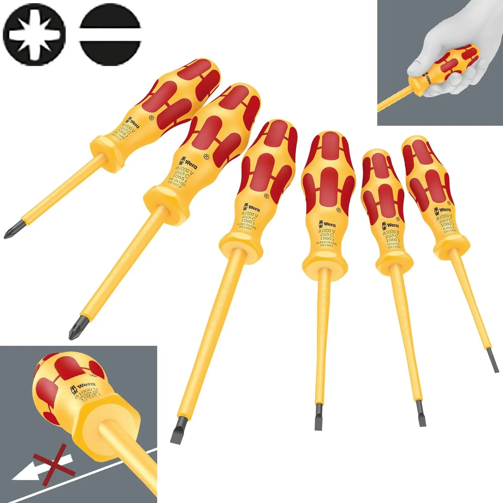 Wera Screwdriver Set Kraftform VDE 6 Pieces Pozi Slotted 1060 i/1065 i/6 