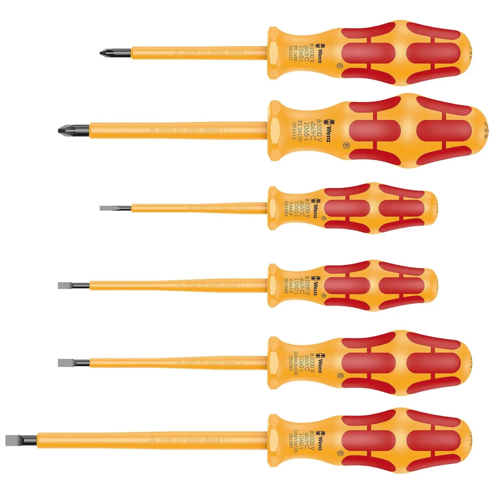 Wera Screwdriver Set Kraftform VDE 6 Pieces Pozi Slotted 1060 i/1065 i/6 