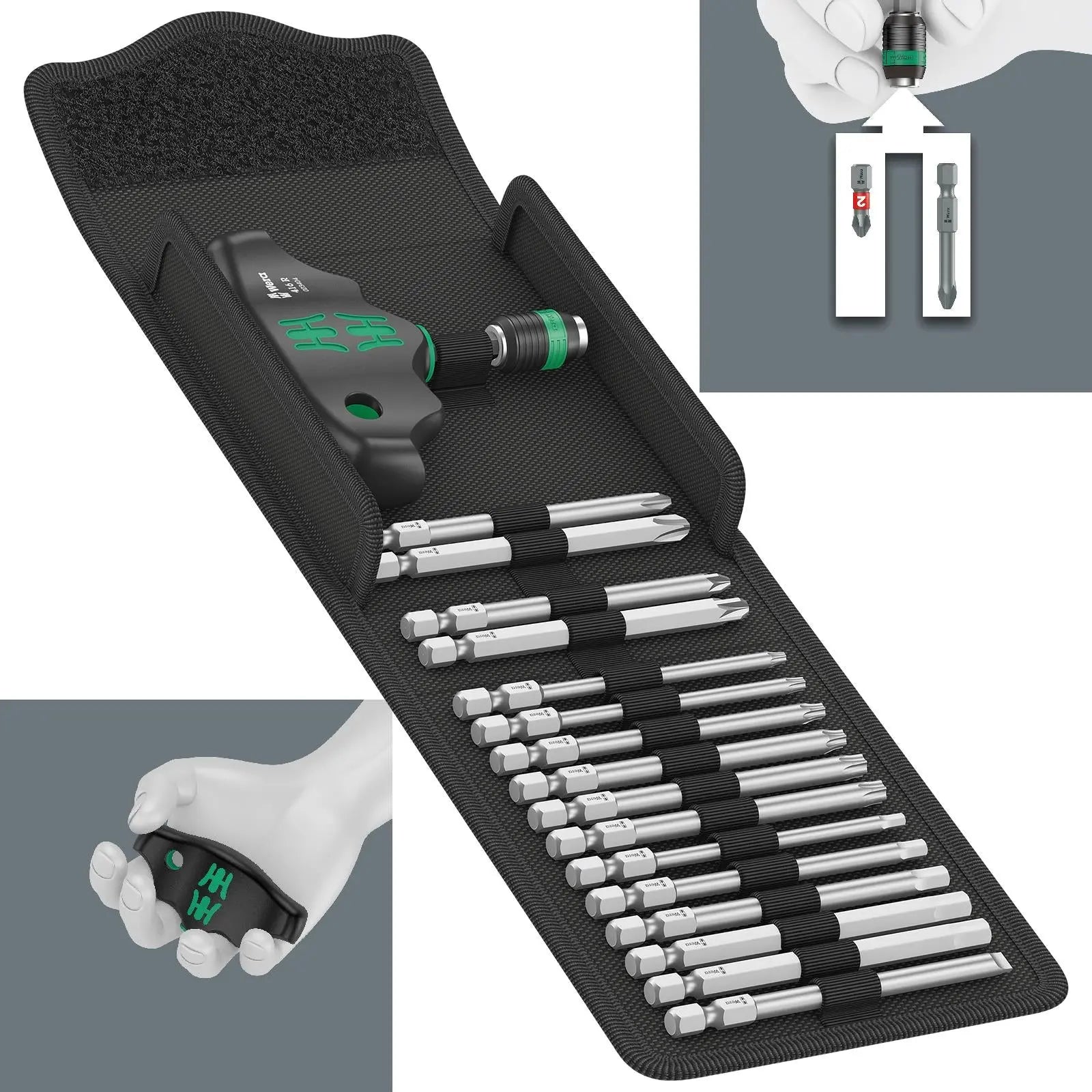 Wera Screwdriver Set T-Handle Kraftform Kompakt 400 17 Piece PZ PH TX SL Hex 