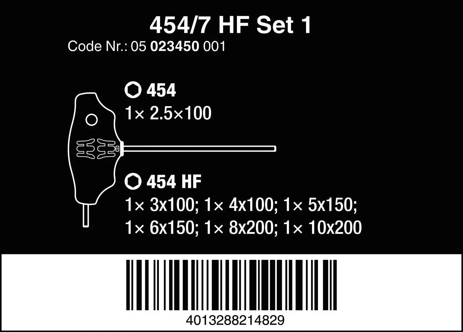 Wera Screwdriver Set T-Handle Metric Hex Plus with Holding Function 7 Piece 454/7 HF Set 1 