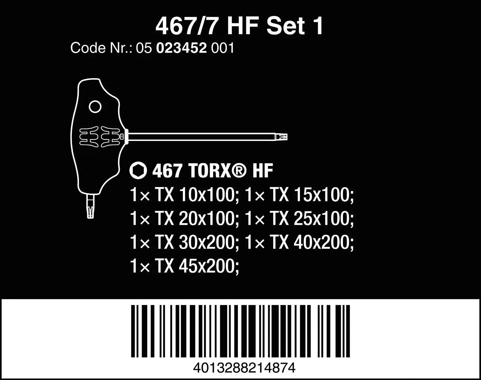 Wera Screwdriver Set T-Handle Torx with Holding Function 7 Piece 467/7 TORX HF Set 1 