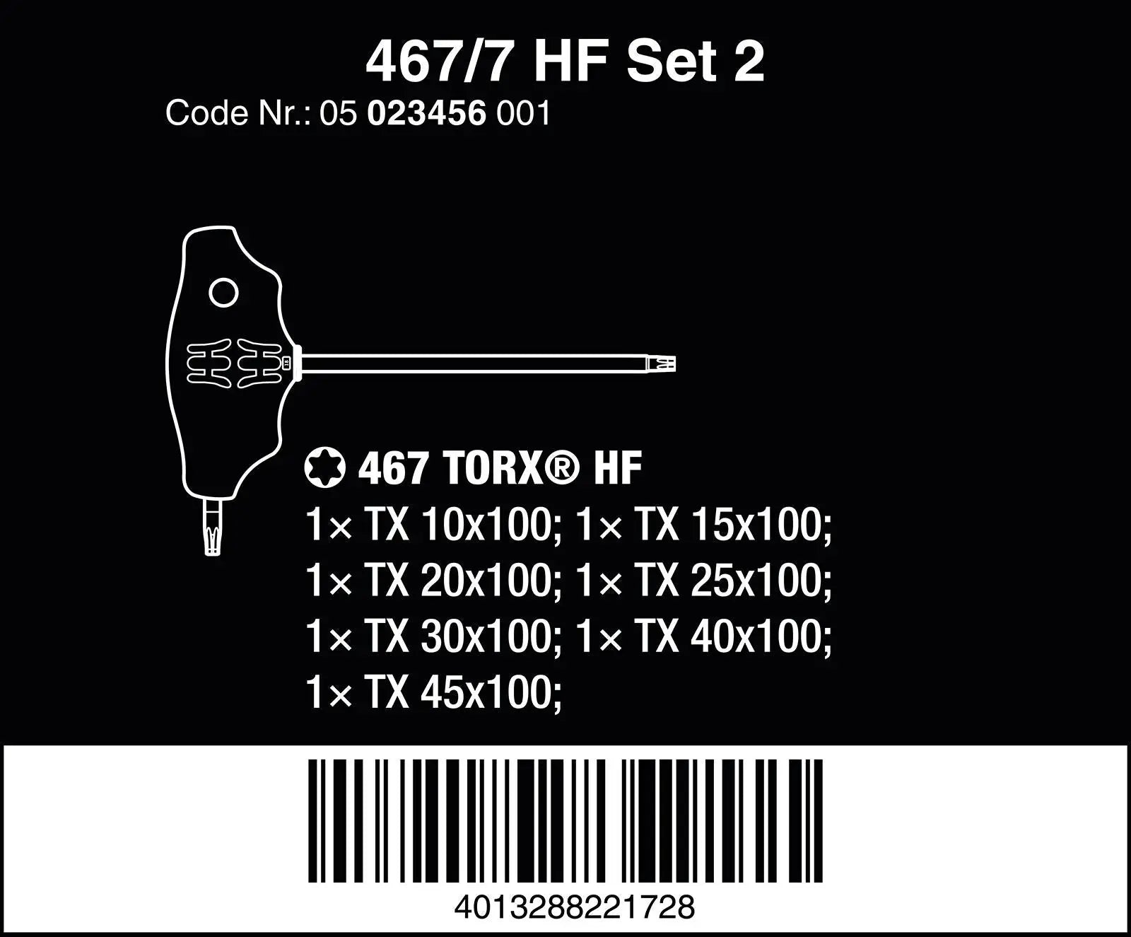 Wera Screwdriver Set T-Handle Torx with Holding Function Metal Rack 7 Piece 467/7 TORX HF Set 2 