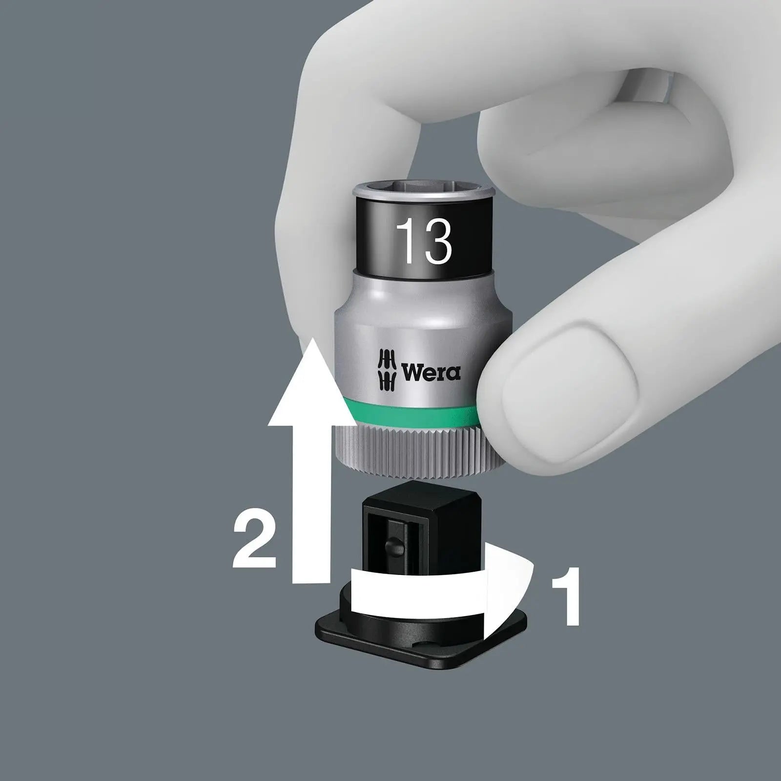 Wera Socket Rail A 1/4" Drive Textile Belt with Carabiner 9 Location Twist to Unlock Unloaded  White Rose Tools
