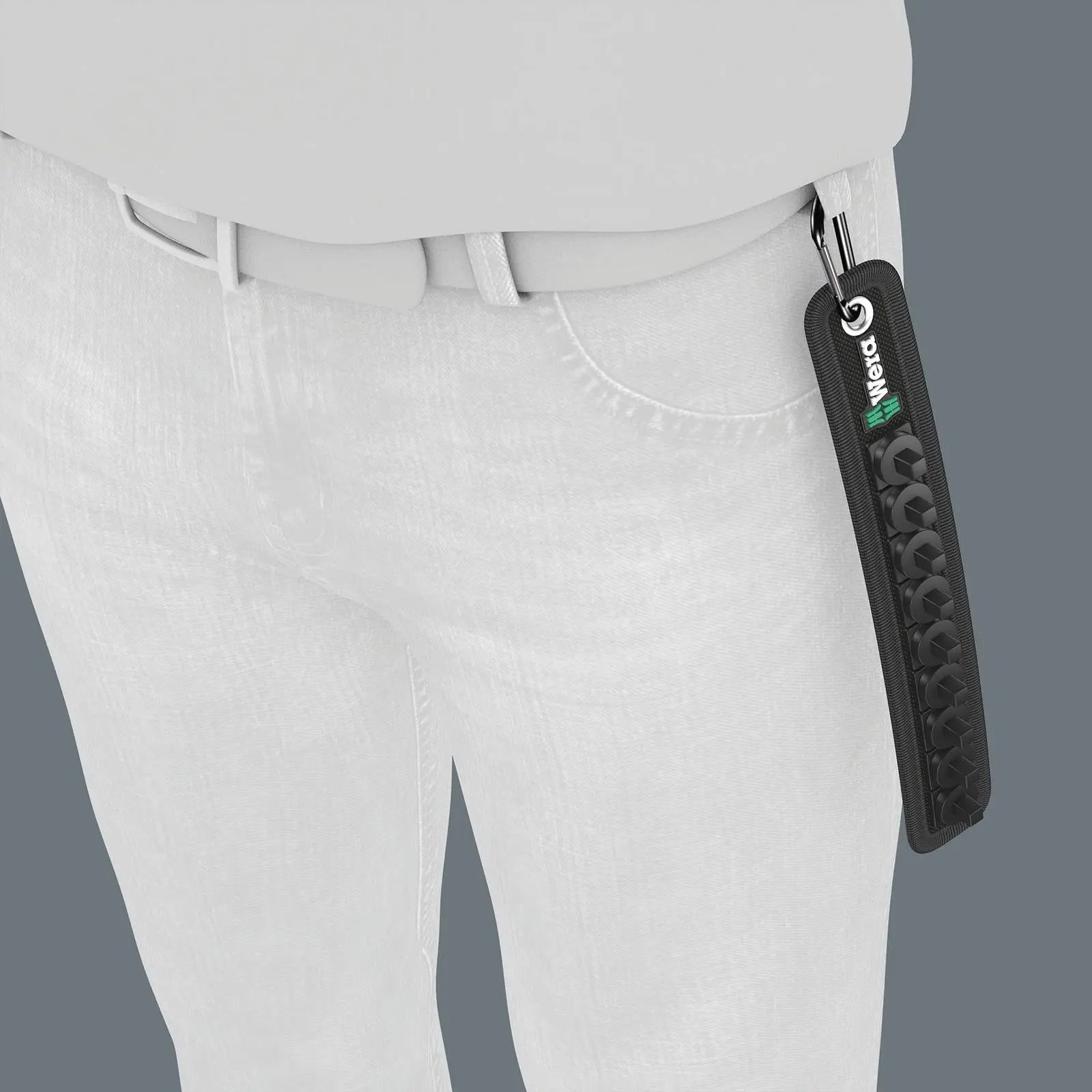 Wera Socket Rail A 1/4" Drive Textile Belt with Carabiner 9 Location Twist to Unlock Unloaded  White Rose Tools