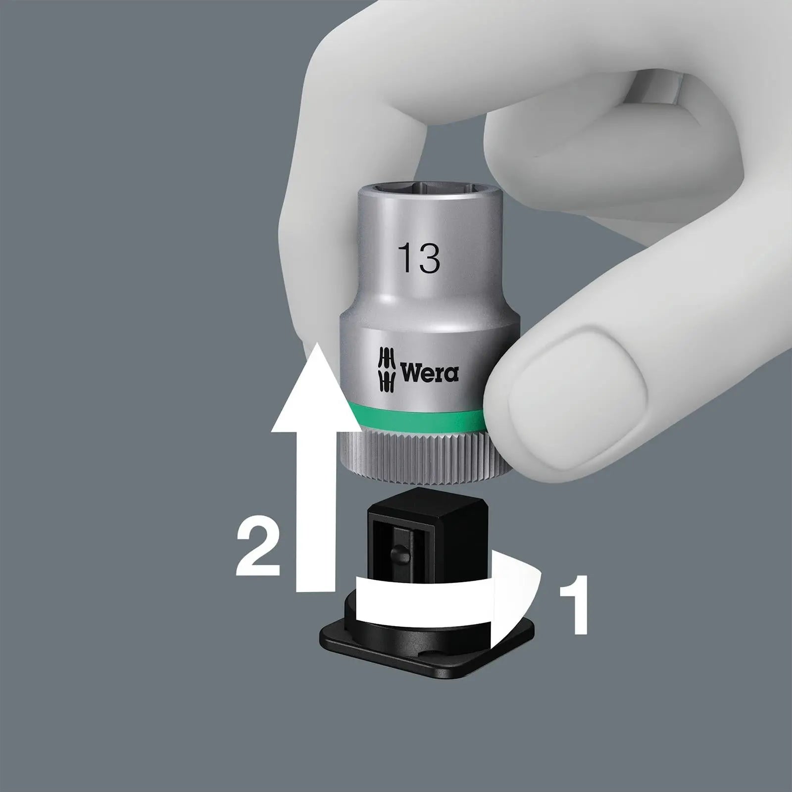 Wera Socket Rail B 3/8" Drive Textile Belt with Carabiner 9 Location Twist to Unlock Unloaded  White Rose Tools