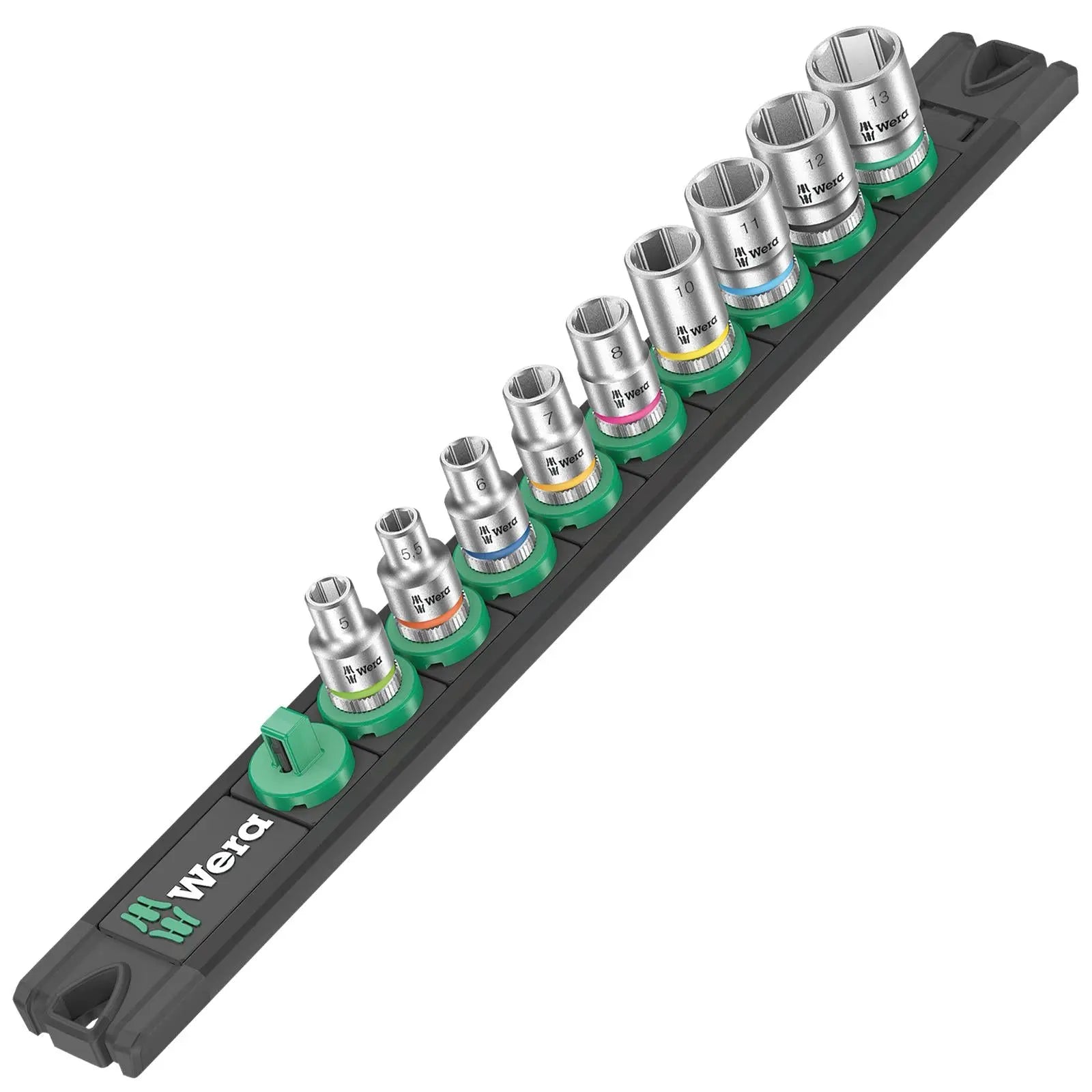 Wera Socket Set 1/4" Drive on Magnetic Socket Rail A 4 Zyklop 9 Pieces Metric 5-13mm 