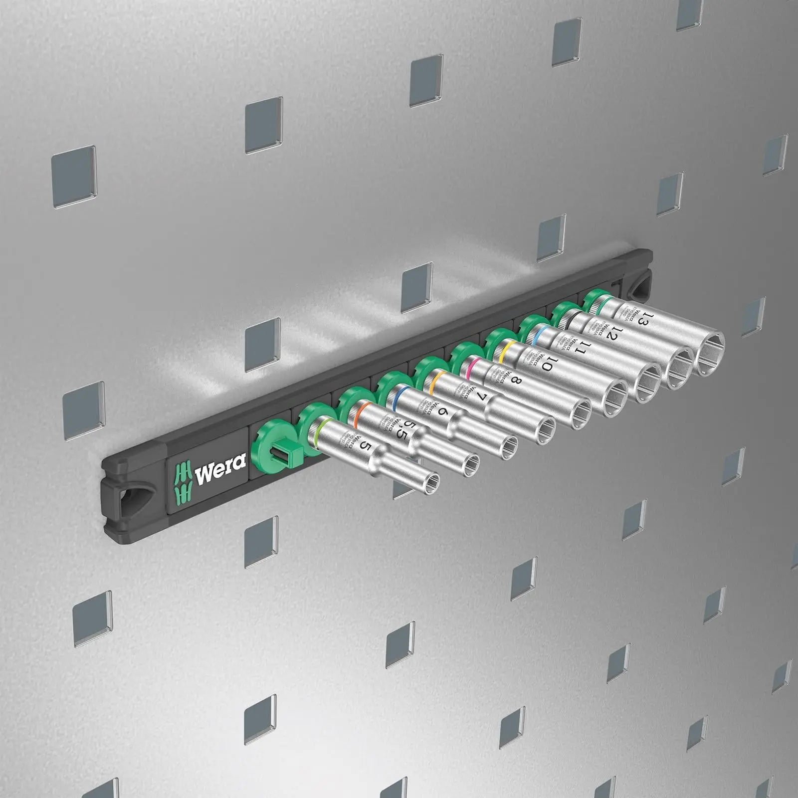 Wera Socket Set 1/4" Drive on Magnetic Socket Rail A Deep 1 Zyklop 9 Pieces Metric 5-13mm 