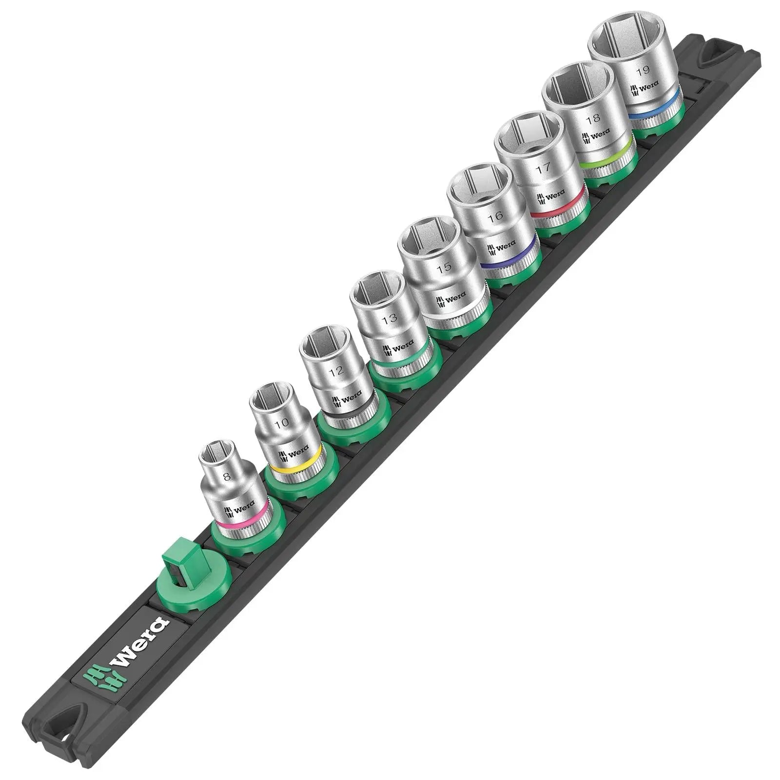 Wera Socket Set 3/8" Drive on Magnetic Socket Rail B 4 Zyklop 9 Pieces Metric 8-19mm 