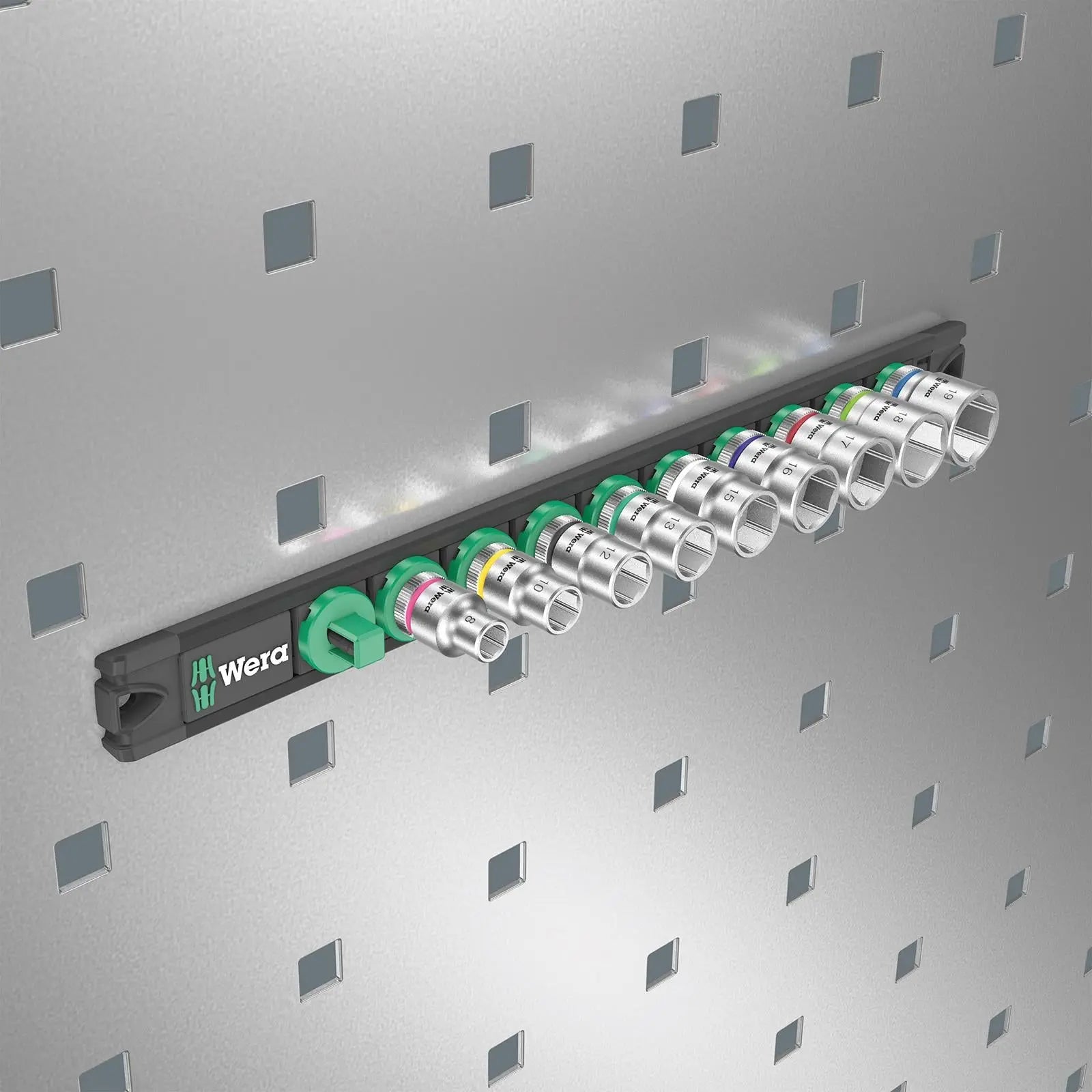 Wera Socket Set 3/8" Drive on Magnetic Socket Rail B 4 Zyklop 9 Pieces Metric 8-19mm 
