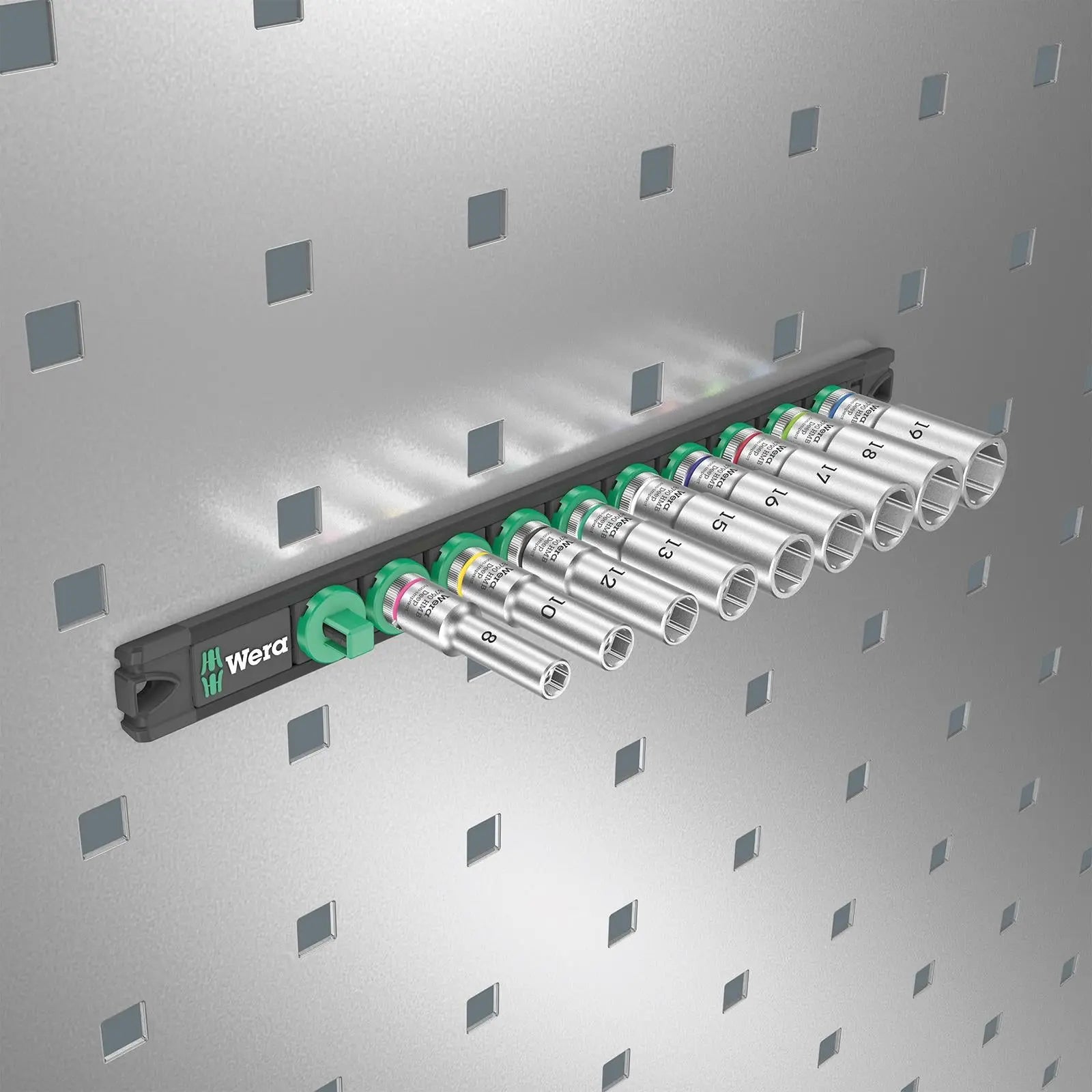 Wera Socket Set 3/8" Drive on Magnetic Socket Rail B Deep 1 Zyklop 9 Pieces Metric 8-19mm 