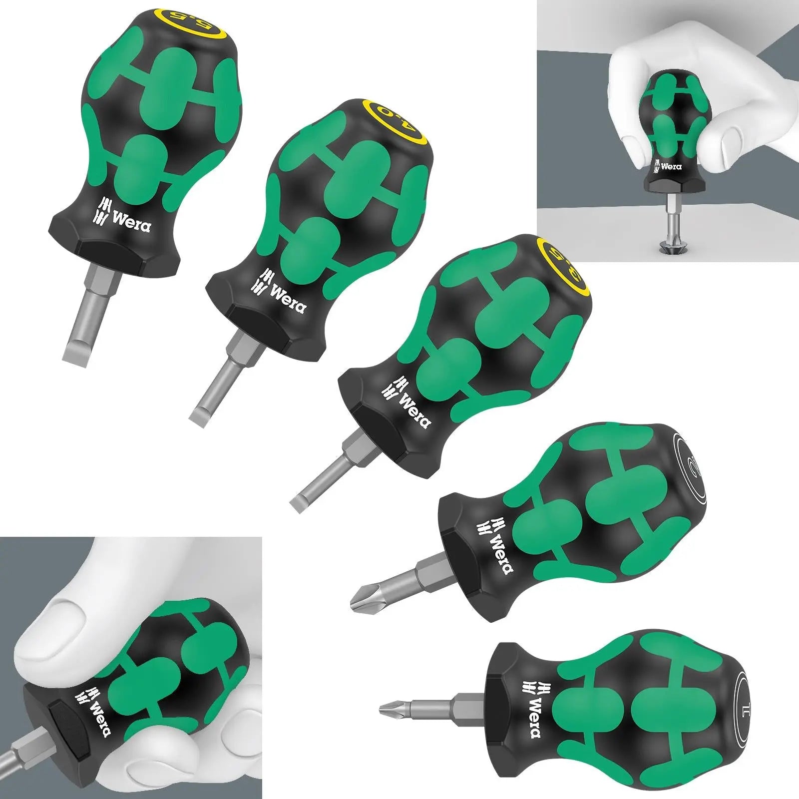 Wera Stubby Screwdriver Set 2 5 Piece Pozi Slotted 