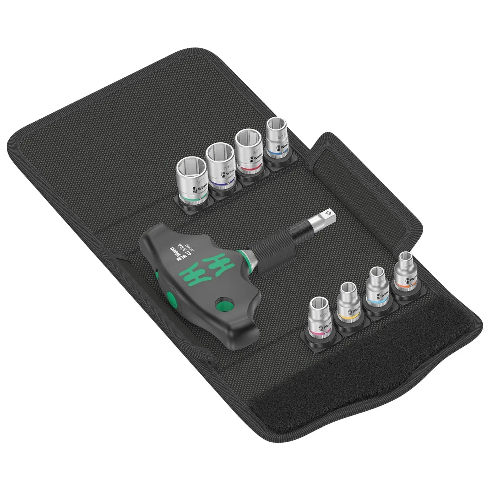 Wera T-Handle Adaptor Screwdriver 1/4" Drive with Ratchet Function 400 RA Imperial Set 2 9 Pieces  White Rose Tools