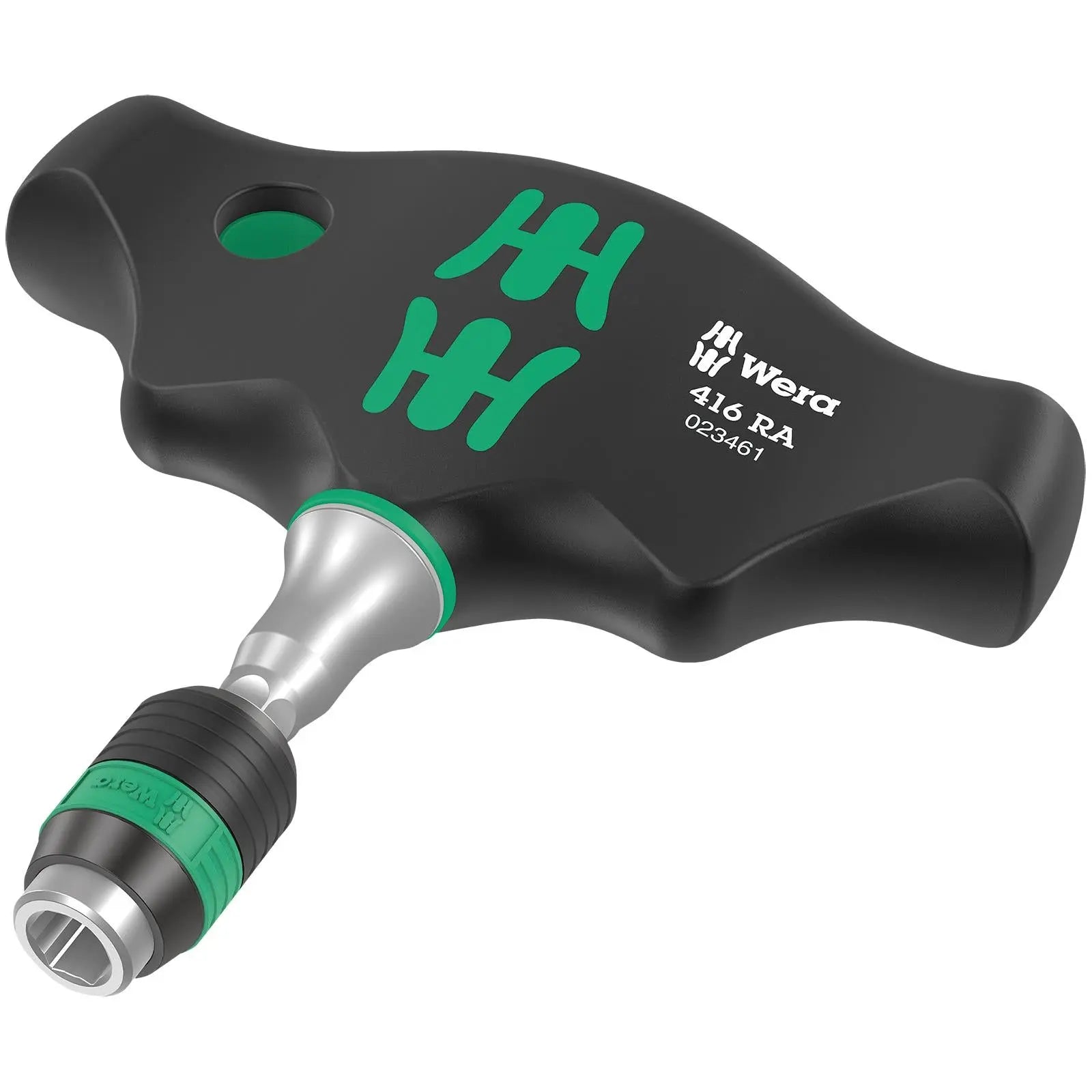 Wera T-Handle Screwdriver 1/4" Hex with Ratchet Function 416 RA Rapidaptor Quick Release Chuck - White Rose Tools