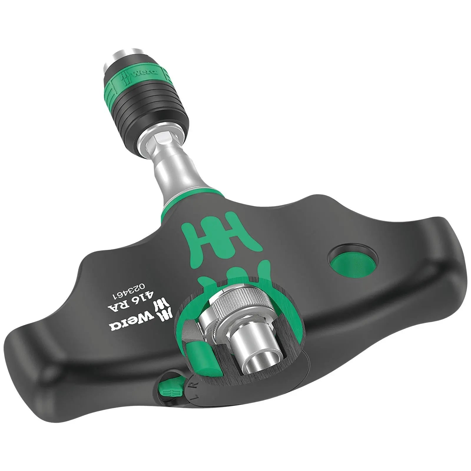 Wera T-Handle Screwdriver 1/4" Hex with Ratchet Function 416 RA Rapidaptor Quick Release Chuck 