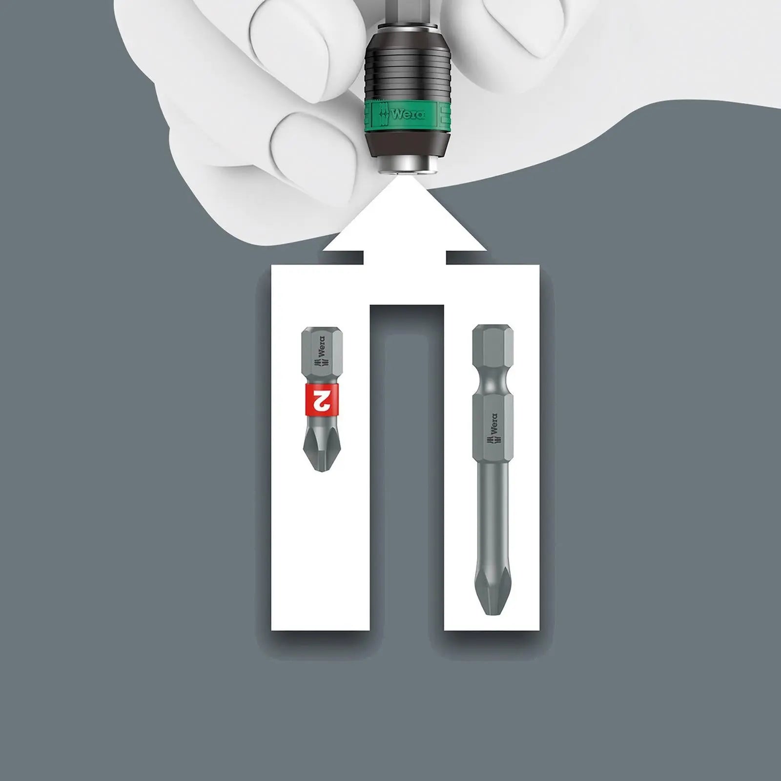 Wera Tap Bits Set 7 Piece 844/7 with Rapidaptor Bit Holder M3-M10  White Rose Tools