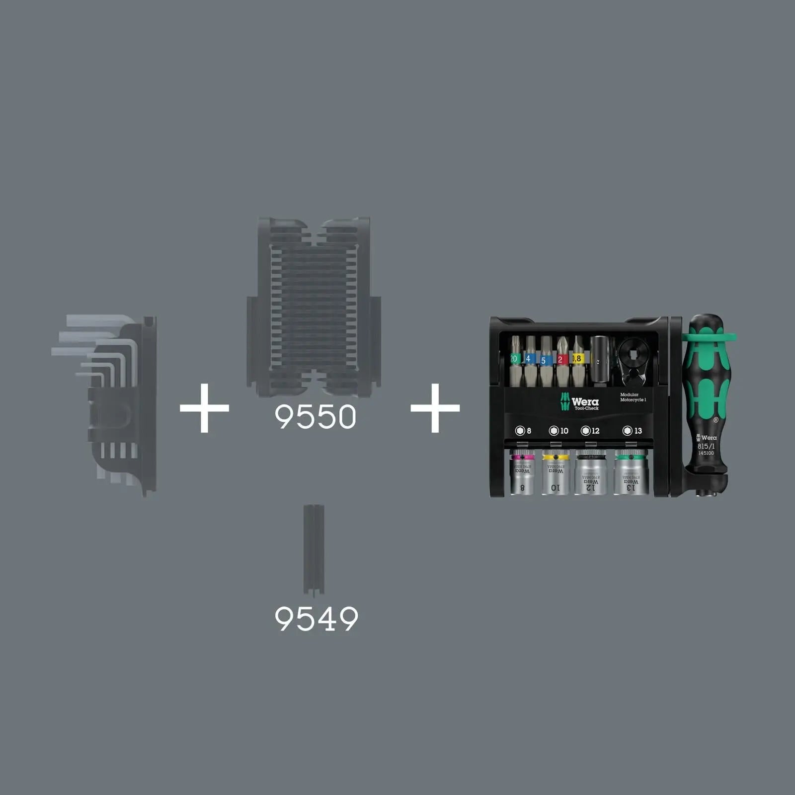 Wera Tool Check Modular Motorcycle 1 Screwdriver Bits and Socket Set 21 Pieces  White Rose Tools