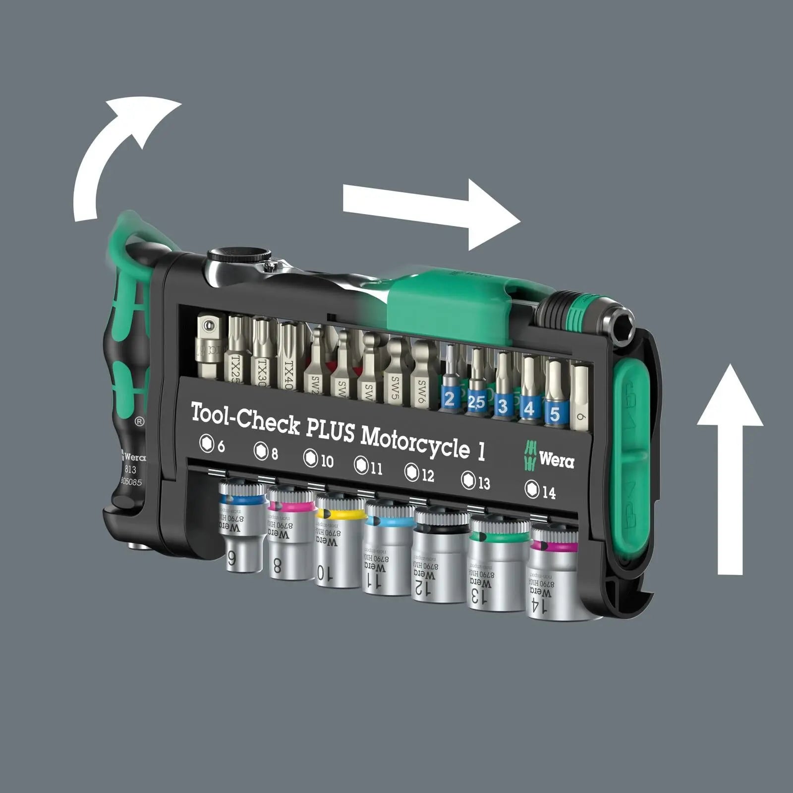 Wera Tool Check Plus Motorcycle 1 Screwdriver Bits and Socket Set 40 Pieces  White Rose Tools