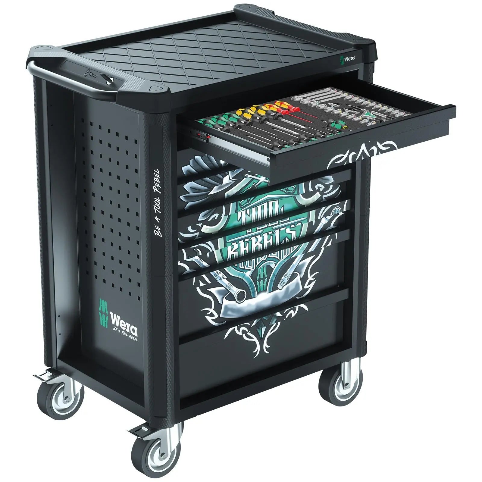 Wera Tool Rebel Roller Cabinet 9700 1 78 Pieces 4 Foam Drawer Inserts Lockable Drawers 