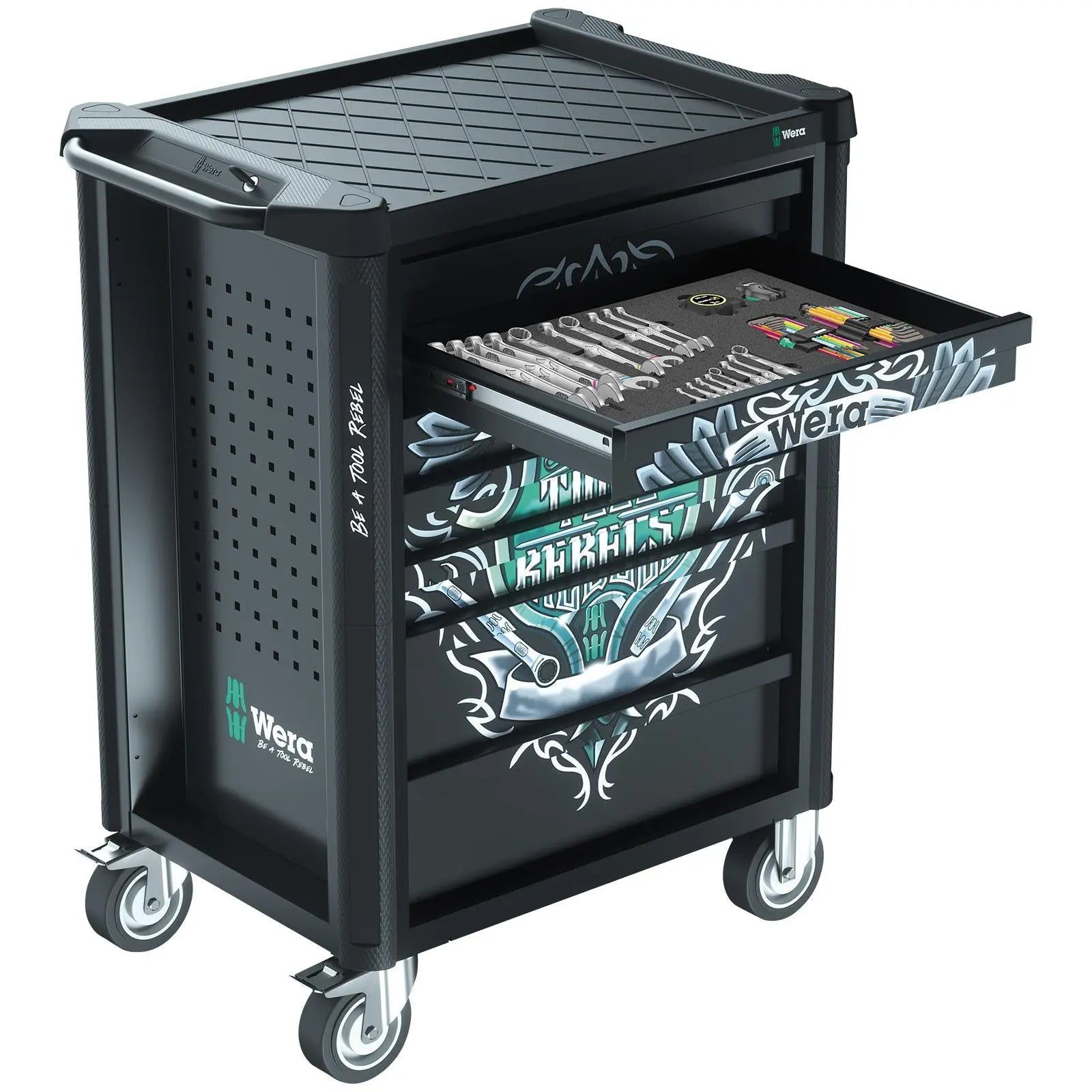 Wera Tool Rebel Roller Cabinet 9700 1 78 Pieces 4 Foam Drawer Inserts Lockable Drawers 