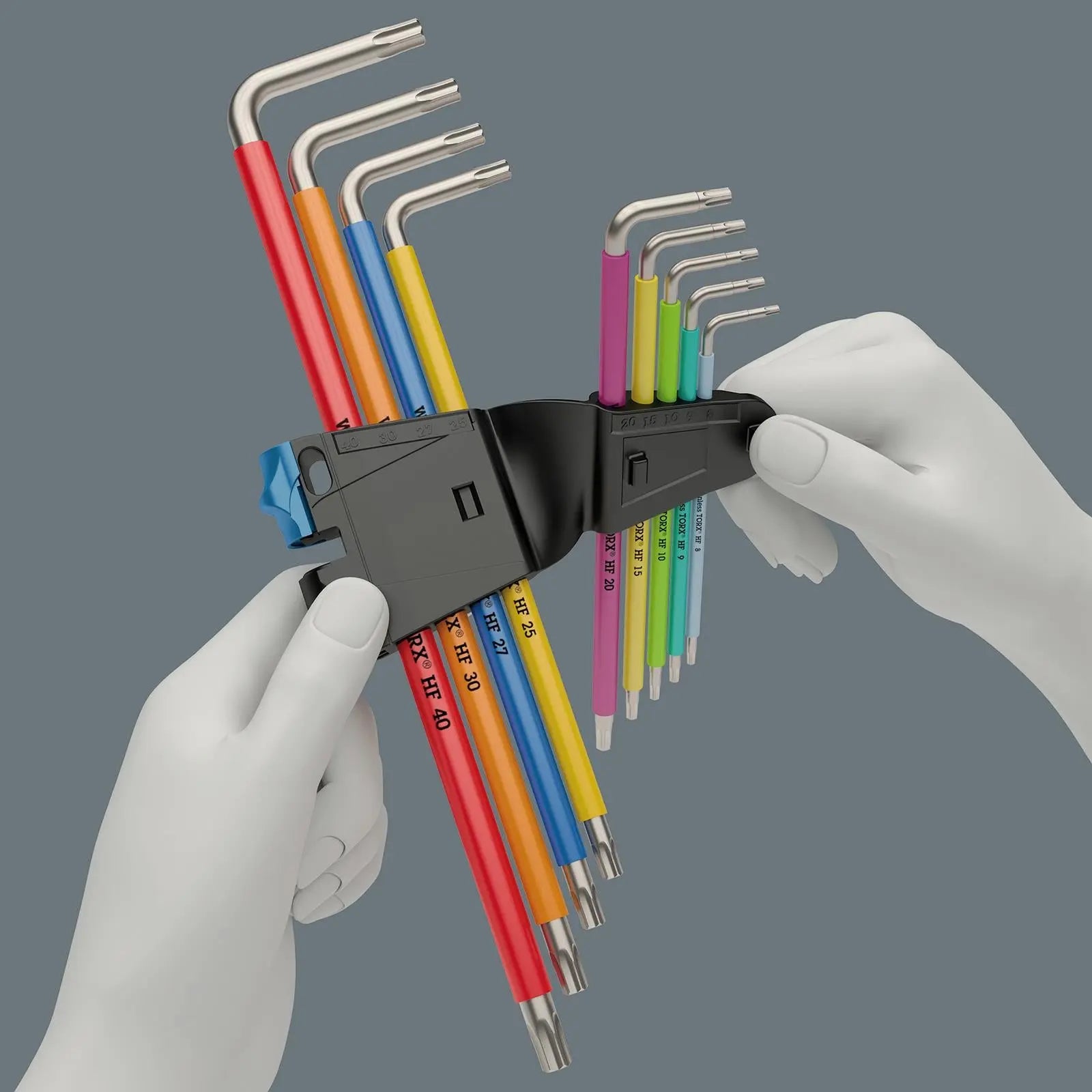 Wera Torx Key Set 3967/9 TX SXL Multicolour HF Stainless Steel 1 L-Key Holding Function 9 Piece T8-T40  White Rose Tools