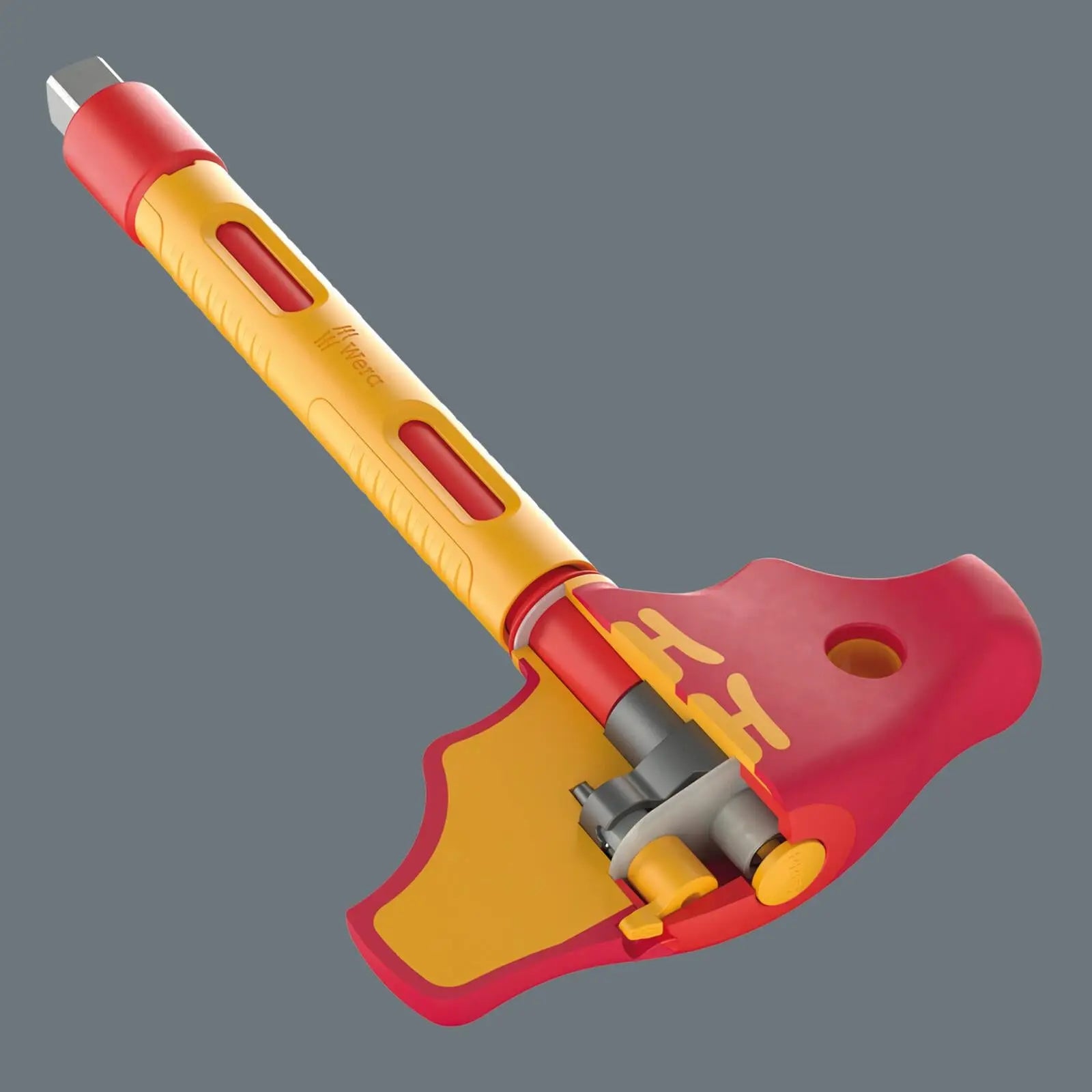 Wera VDE Insulated T-Handle Ratchet Screwdriver for 3/8" Drive Sockets 410 I VDE B RA  White Rose Tools
