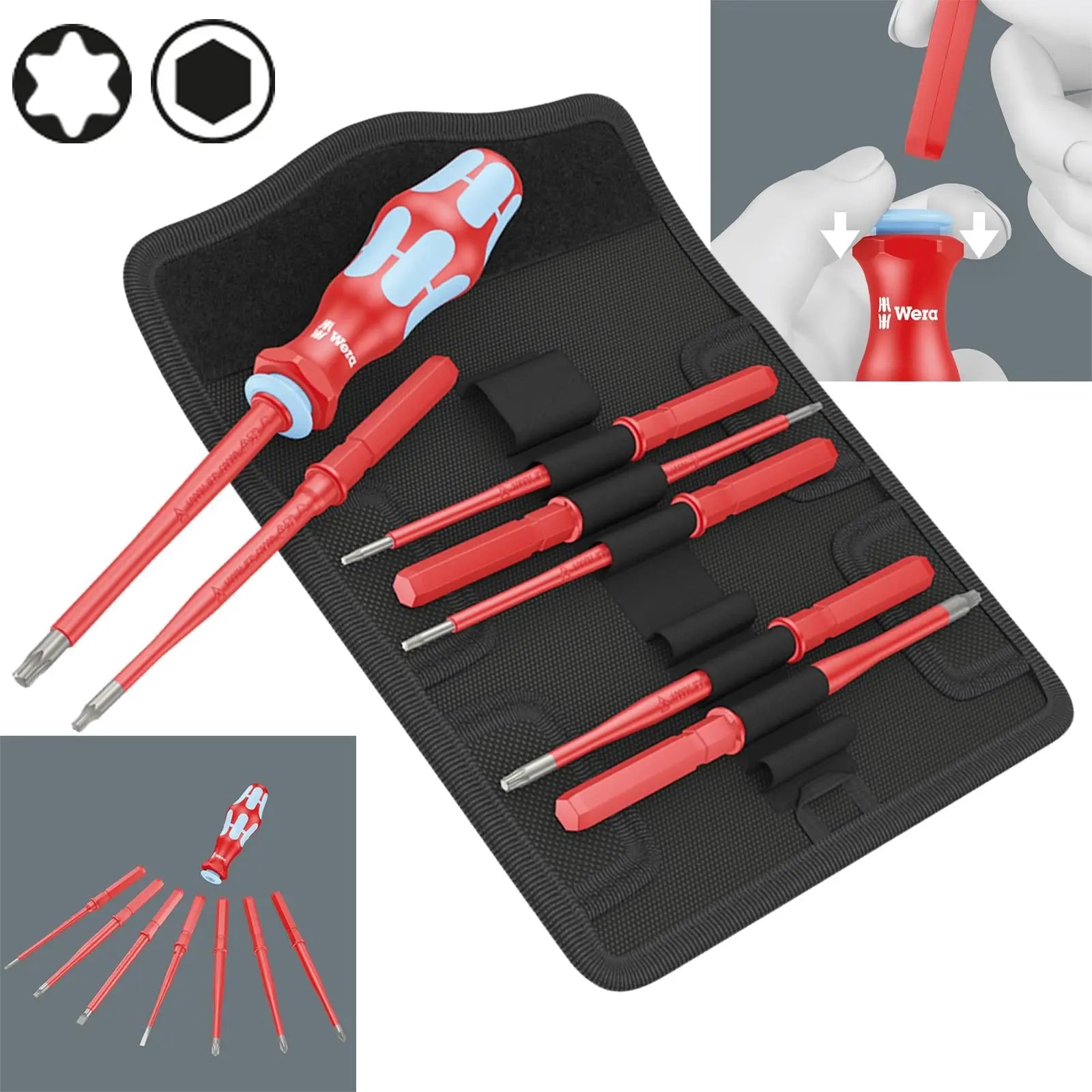 Wera VDE Screwdriver Set 8 Piece Kraftform Kompakt VDE Stainless Steel 8 Extra Slim 1  White Rose Tools