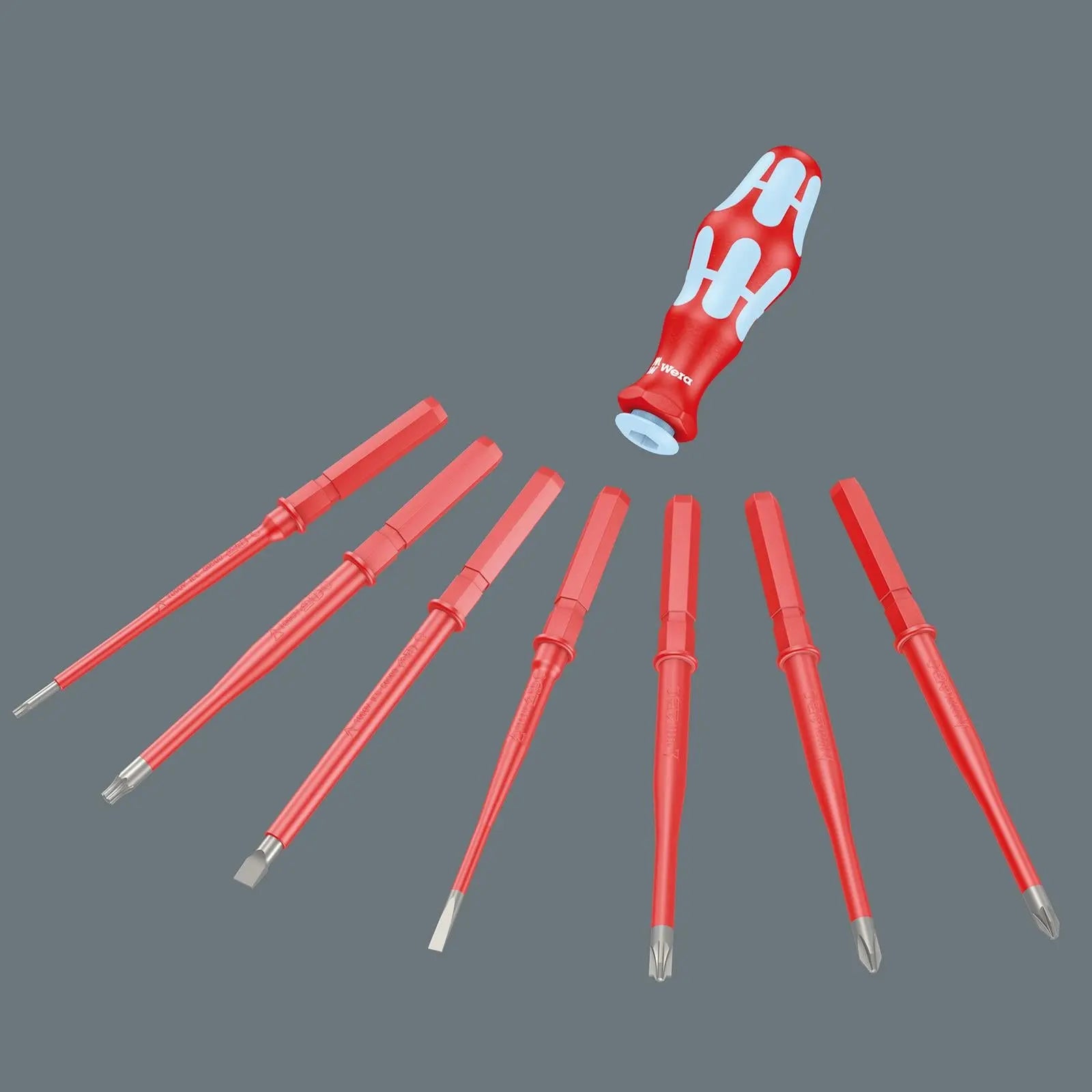 Wera VDE Screwdriver Set 8 Piece Kraftform Kompakt VDE Stainless Steel 8 Extra Slim 1  White Rose Tools