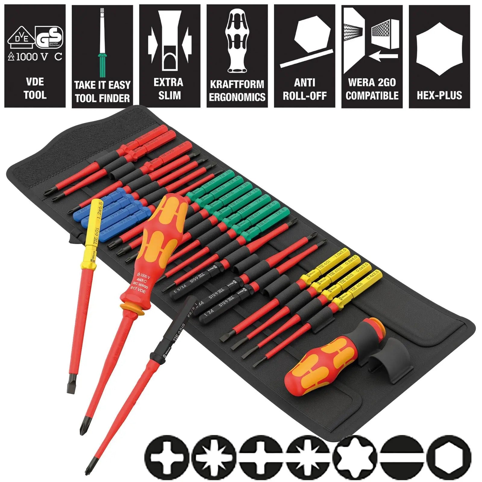 Wera VDE Screwdriver Set Take It Easy Kraftform Kompakt KK VDE Big Pack 1 26 Pieces PH PZ PH/S PZ/S TX SL Hex  White Rose Tools
