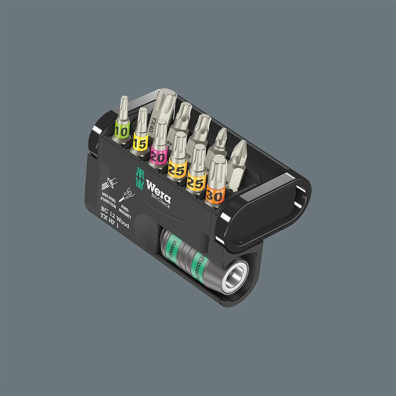 Wera Wood Screwdriver Bits Torx with Holding Function 12 Piece Bit-Check 12 Wood TX HF 1  White Rose Tools