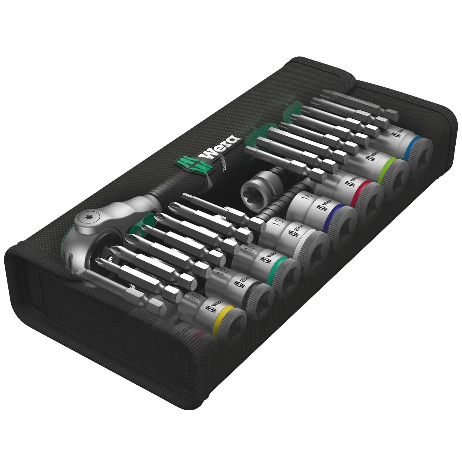 Wera Zyklop Speed Ratchet Socket and Screwdriver Bit Set 3/8" Drive 8100 SB 6 Metric 29 Pieces  White Rose Tools