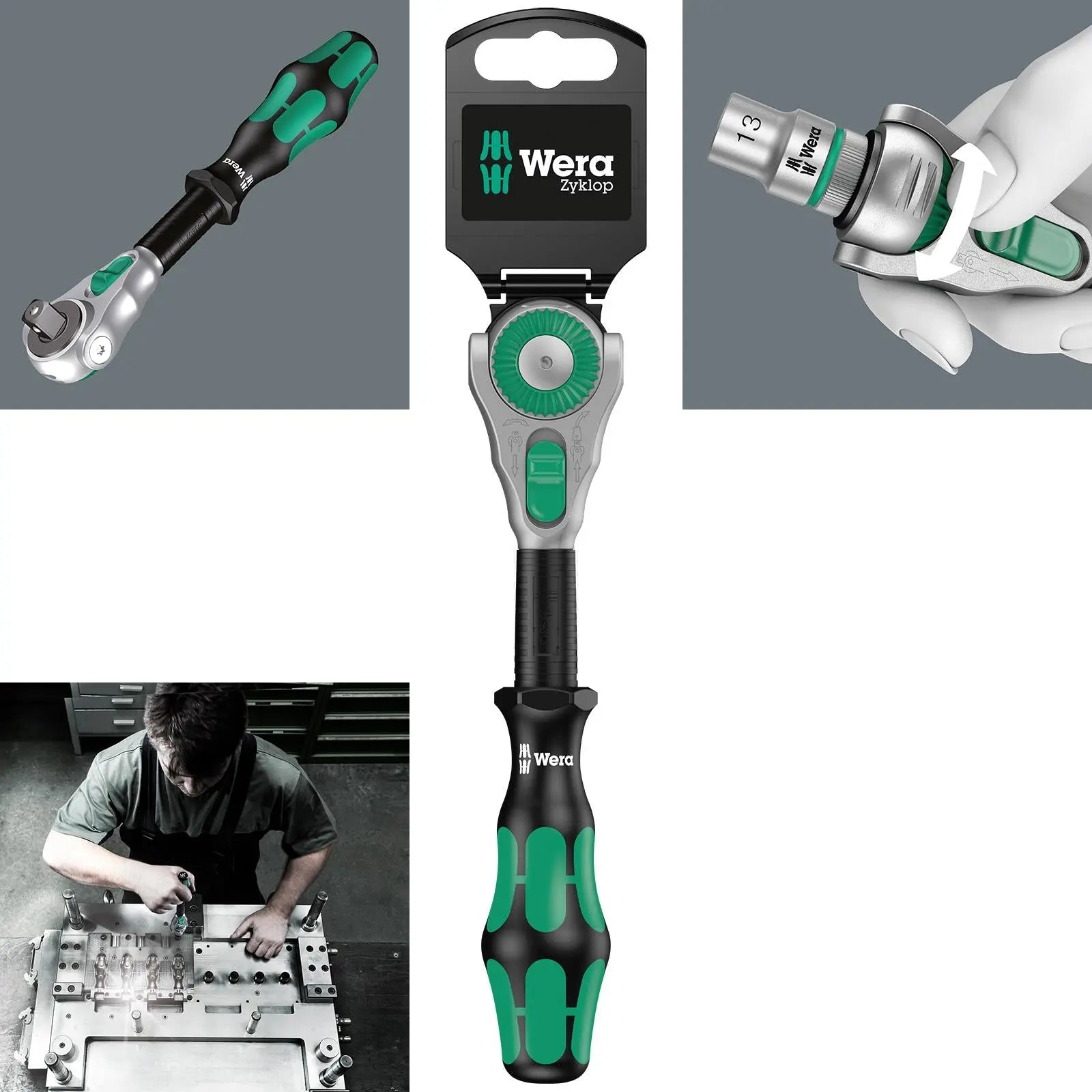 Wera Zyklop Speed Ratchet Wrench 8000B SB 3/8" Drive 199mm 72 Tooth 