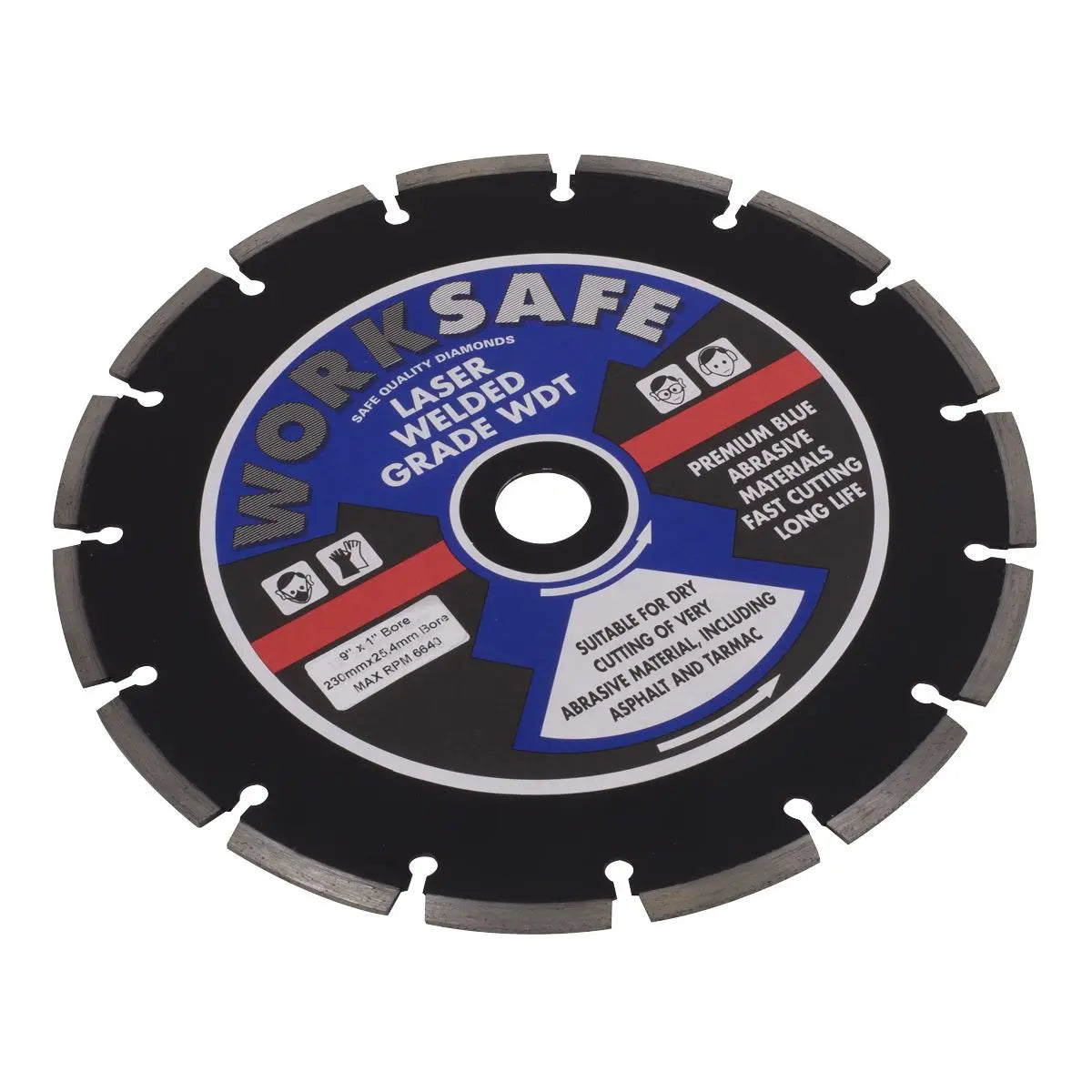 Worksafe by Sealey Asphalt/Tarmac Diamond Blade Ø230 x Ø22mm 