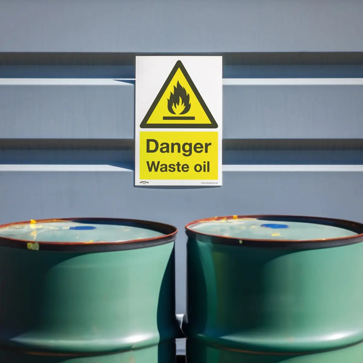 Worksafe by Sealey Danger Waste Oil Safety Sign - Self-Adhesive Vinyl  White Rose Tools