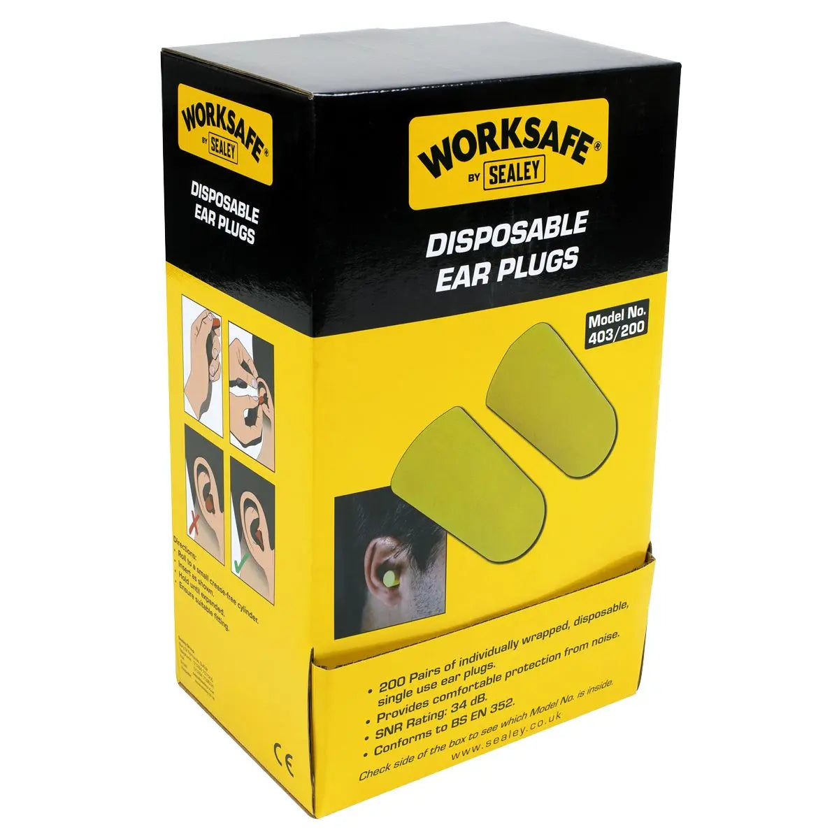 Worksafe by Sealey Ear Plugs Disposable - 200 Pairs 