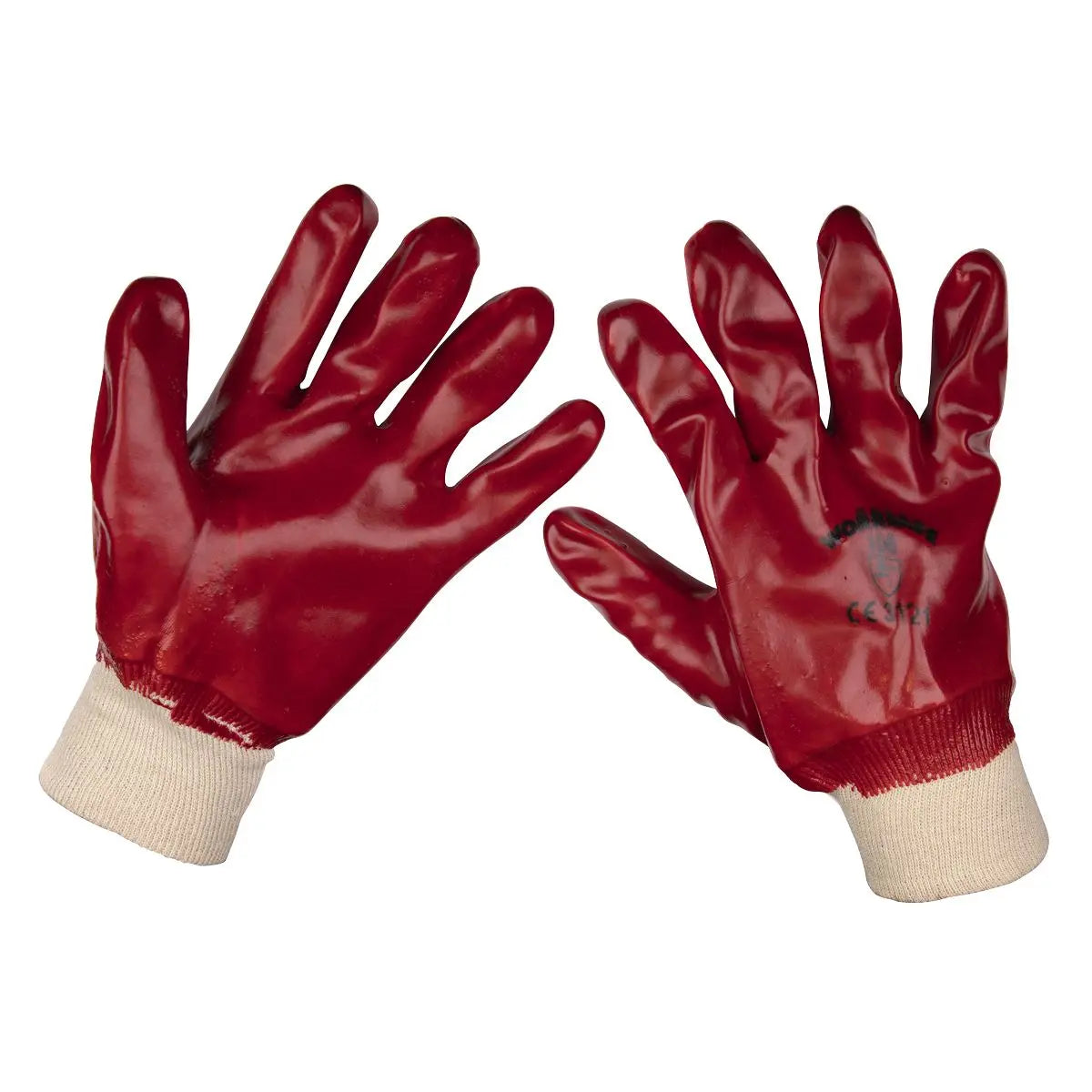 Worksafe by Sealey General-Purpose PVC Gloves Knitted Wrist (Large) - Pair 