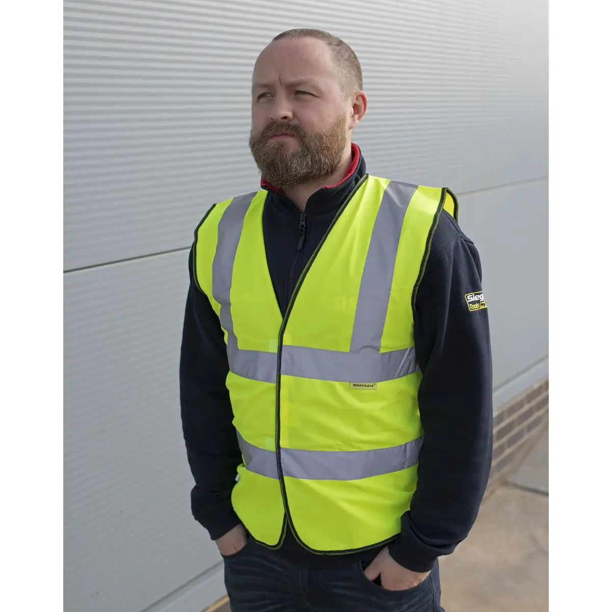 Worksafe by Sealey Hi-Vis Waistcoat (Site and Road Use) Yellow - Medium 