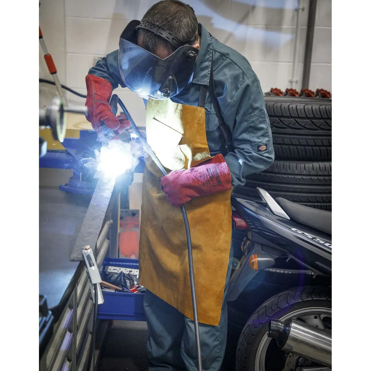 Worksafe by Sealey Leather Welding Apron Heavy-Duty 