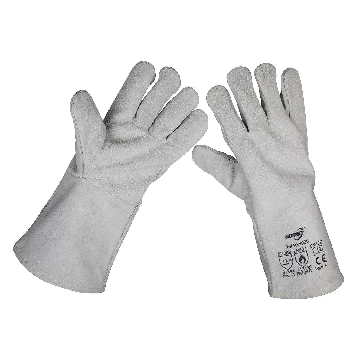 Worksafe by Sealey Leather Welding Gauntlets Lined Heavy-Duty Extra-Large - Pair 