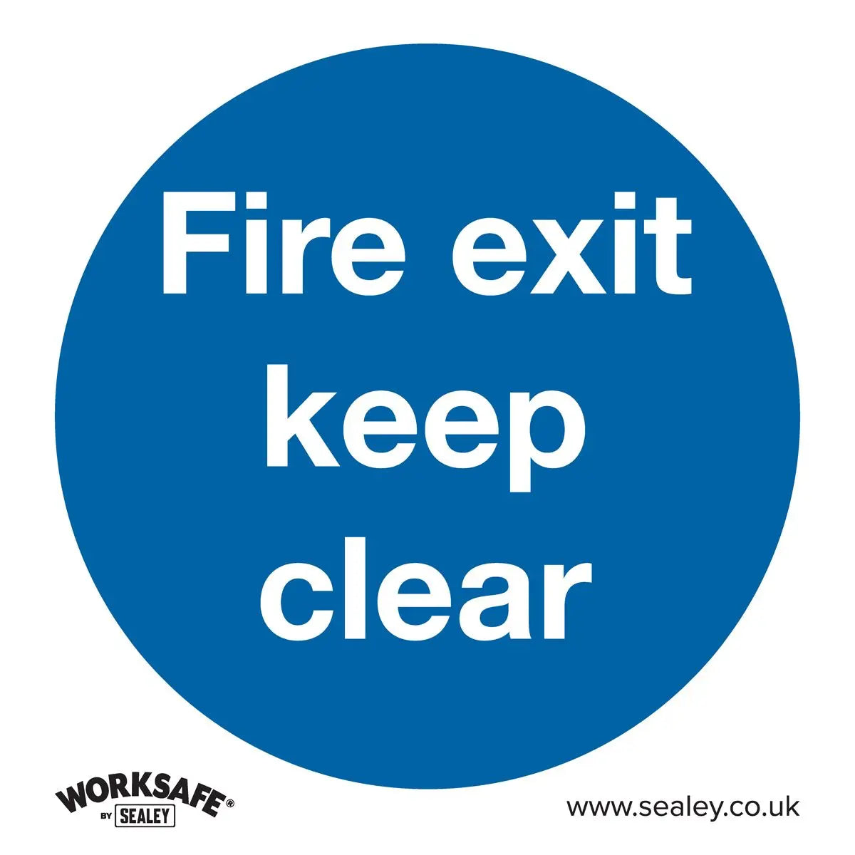 Worksafe by Sealey Mandatory Safety Sign - Fire Exit Keep Clear - Self-Adhesive Vinyl 