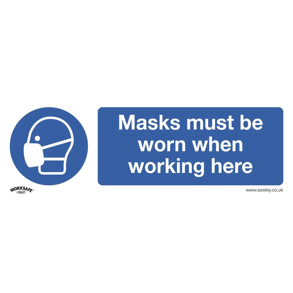 Computer Worksafe Sign Hand Worksafe by Sealey Mandatory Safety Sign - Masks Must Be Worn - Rigid