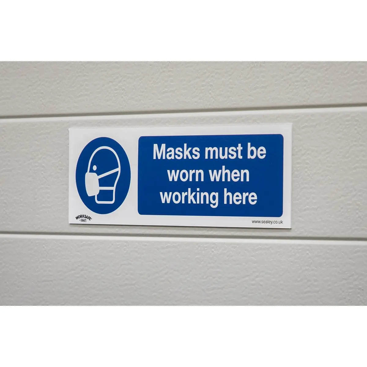 Worksafe by Sealey Mandatory Safety Sign - Masks Must Be Worn - Self-Adhesive Vinyl 