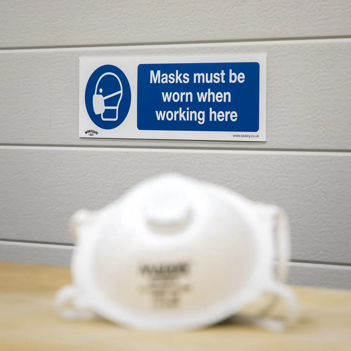 Worksafe by Sealey Mandatory Safety Sign - Masks Must Be Worn - Self-Adhesive Vinyl - Pack of 10 