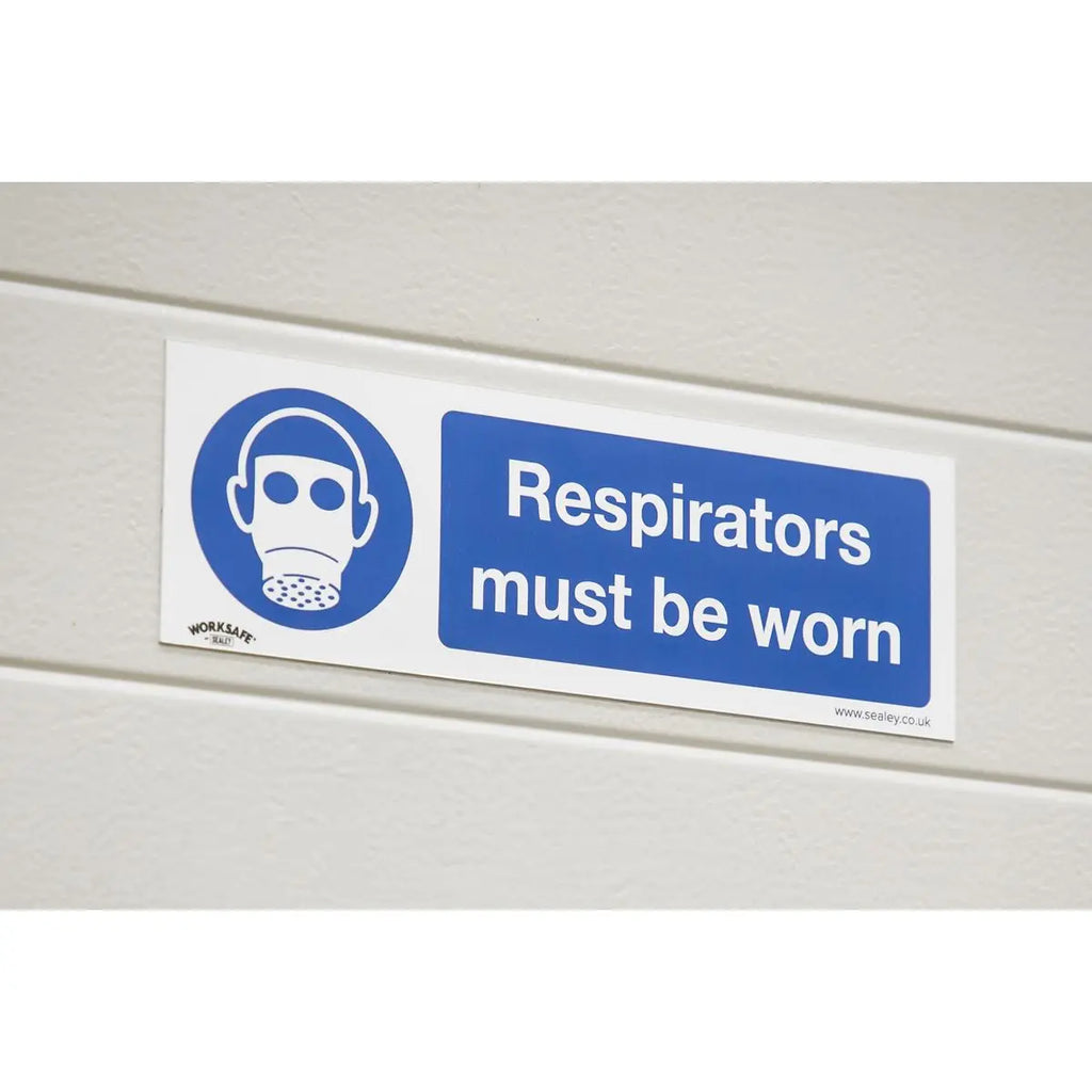 Sticker Worksafe Worksafe by Sealey Mandatory Safety Sign - Respirators Must Be Worn