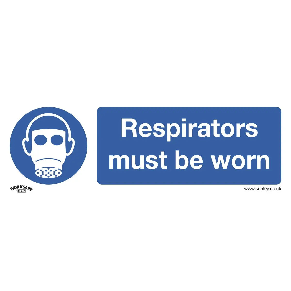 Worksafe by Sealey Mandatory Safety Sign - Respirators Must Be Worn - Self-Adhesive Vinyl - Pack of 10 