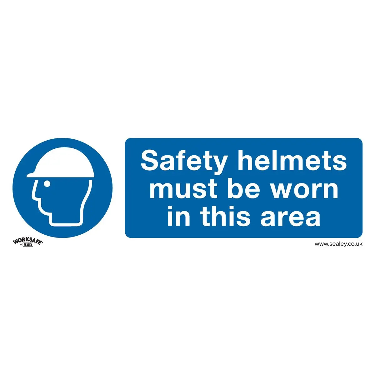 Worksafe by Sealey Mandatory Safety Sign - Safety Helmets Must Be Worn In This Area - Rigid Plastic - Pack of 10 